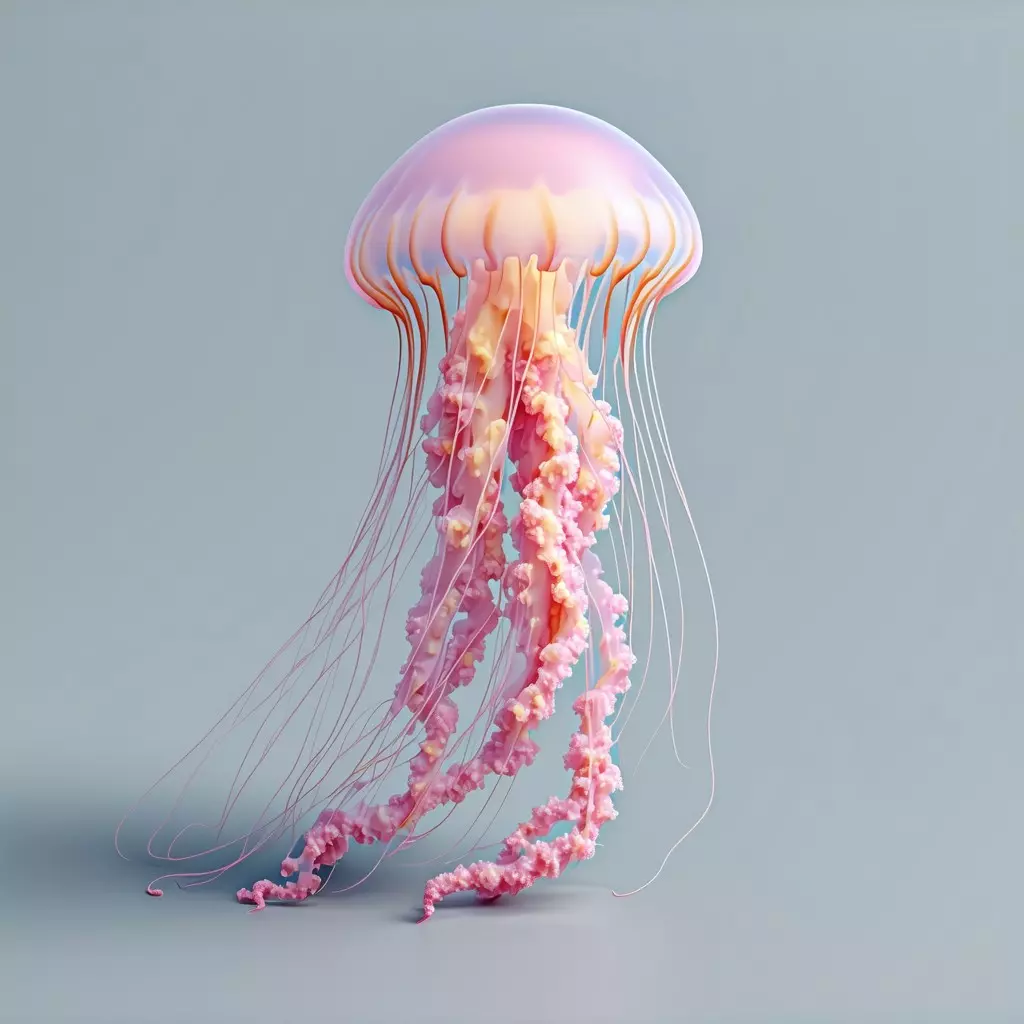 Realistic Pink Jellyfish 3D Model Low-poly 3D model_0
