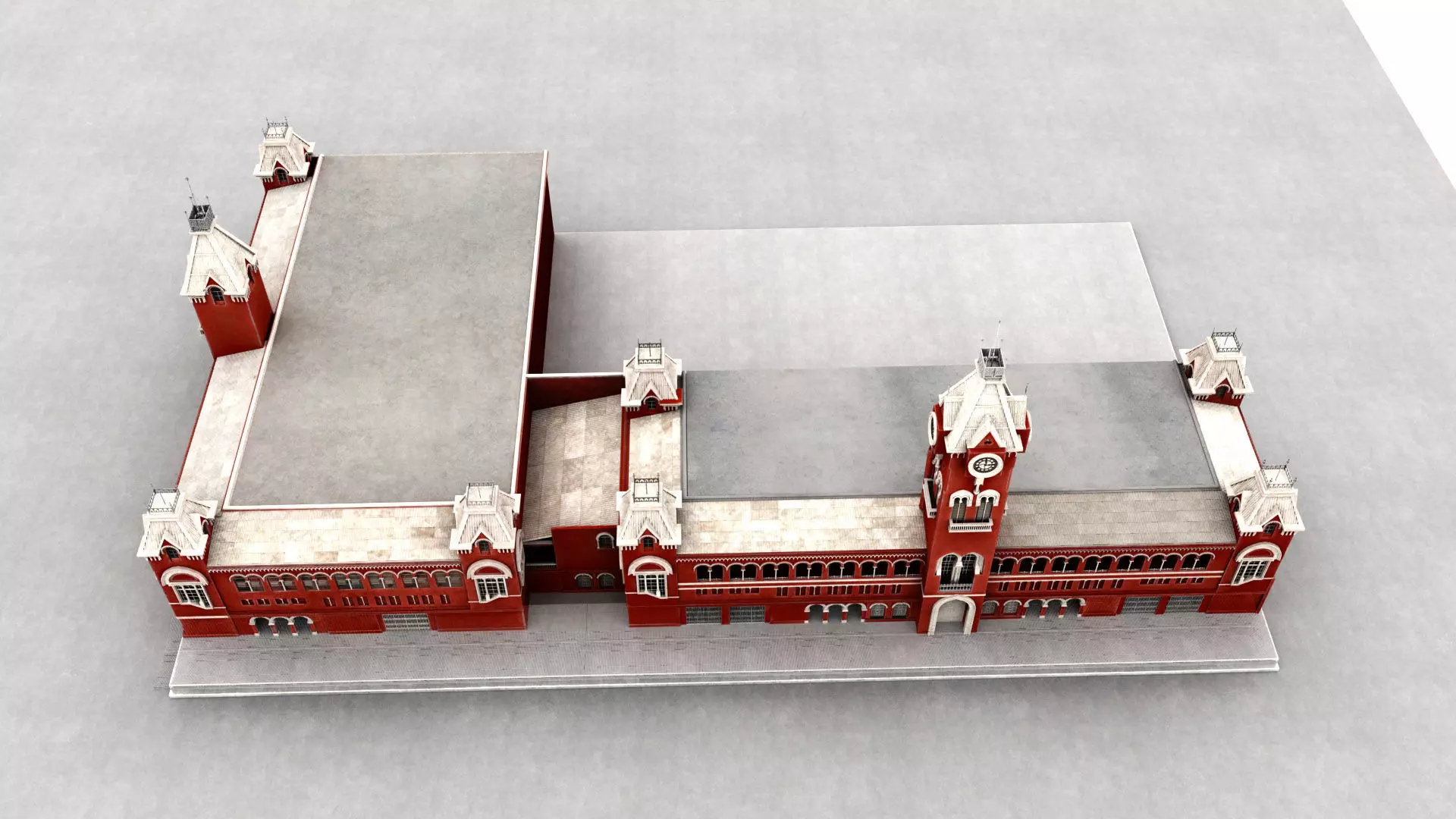 chennai central railway station 3D model_13