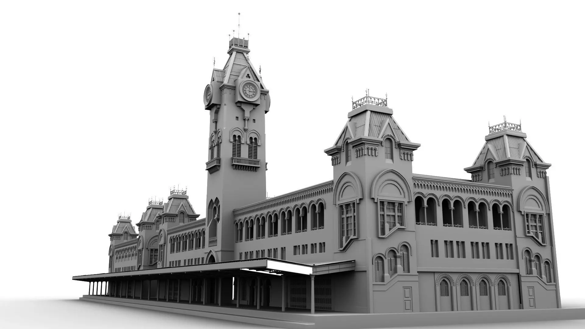 chennai central railway station 3D model_18