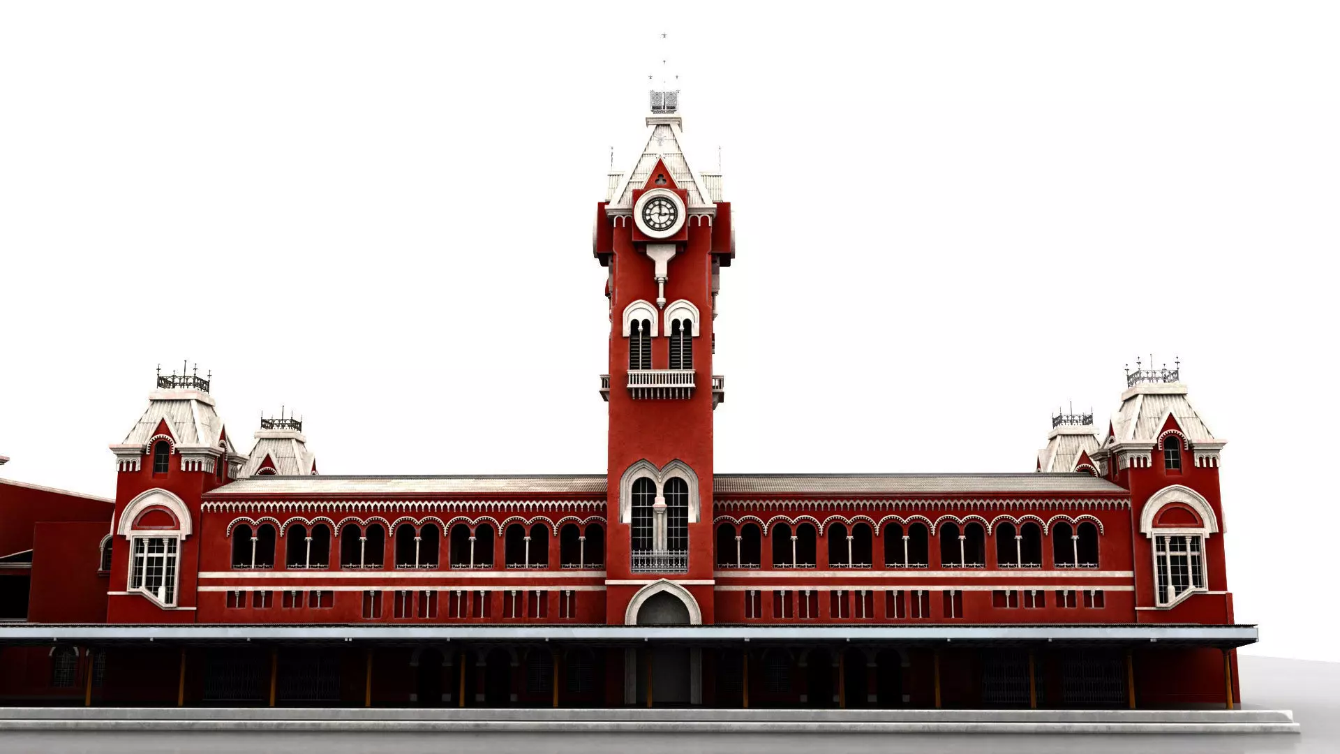 chennai central railway station 3D model_2