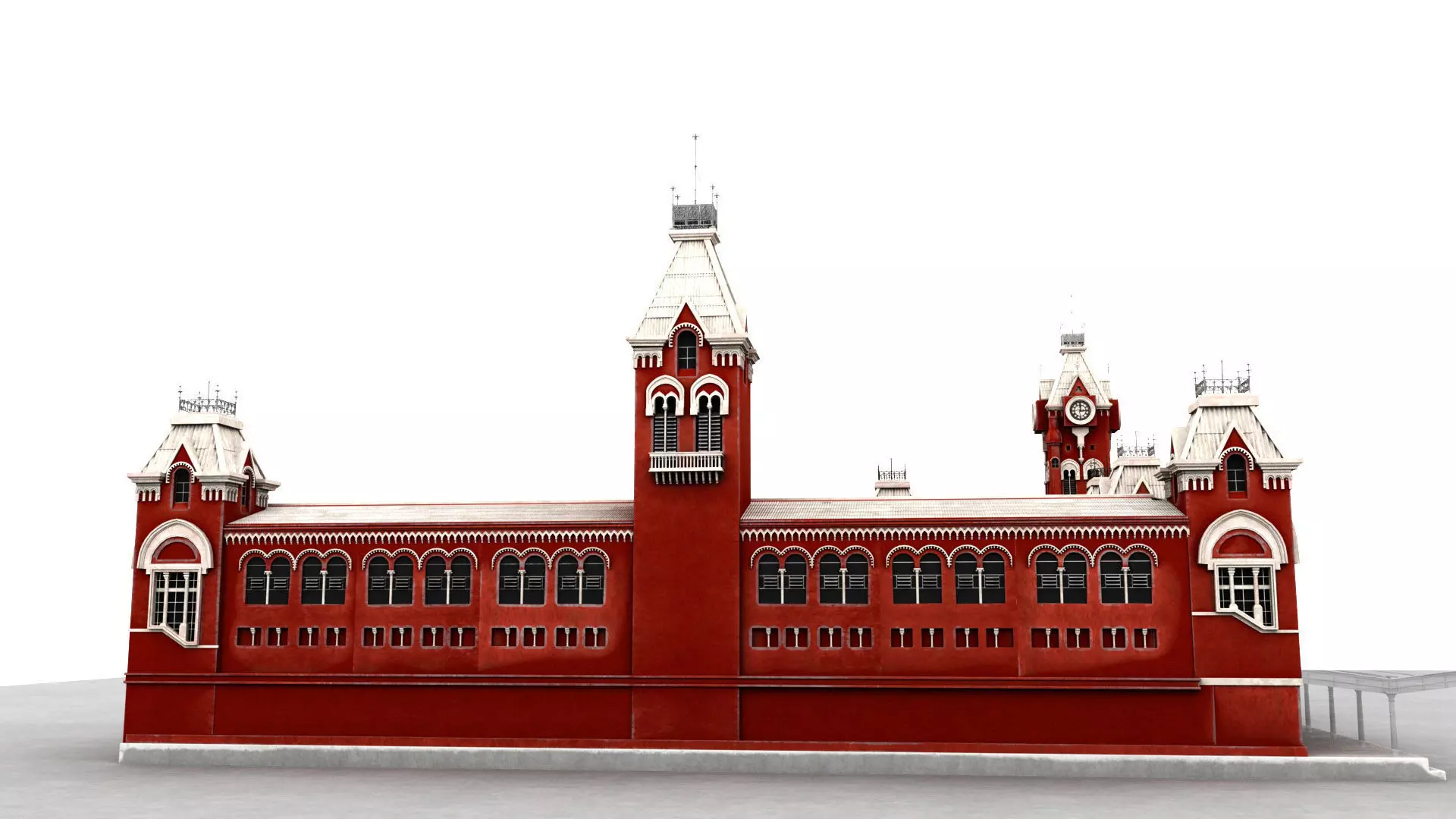 chennai central railway station 3D model_6