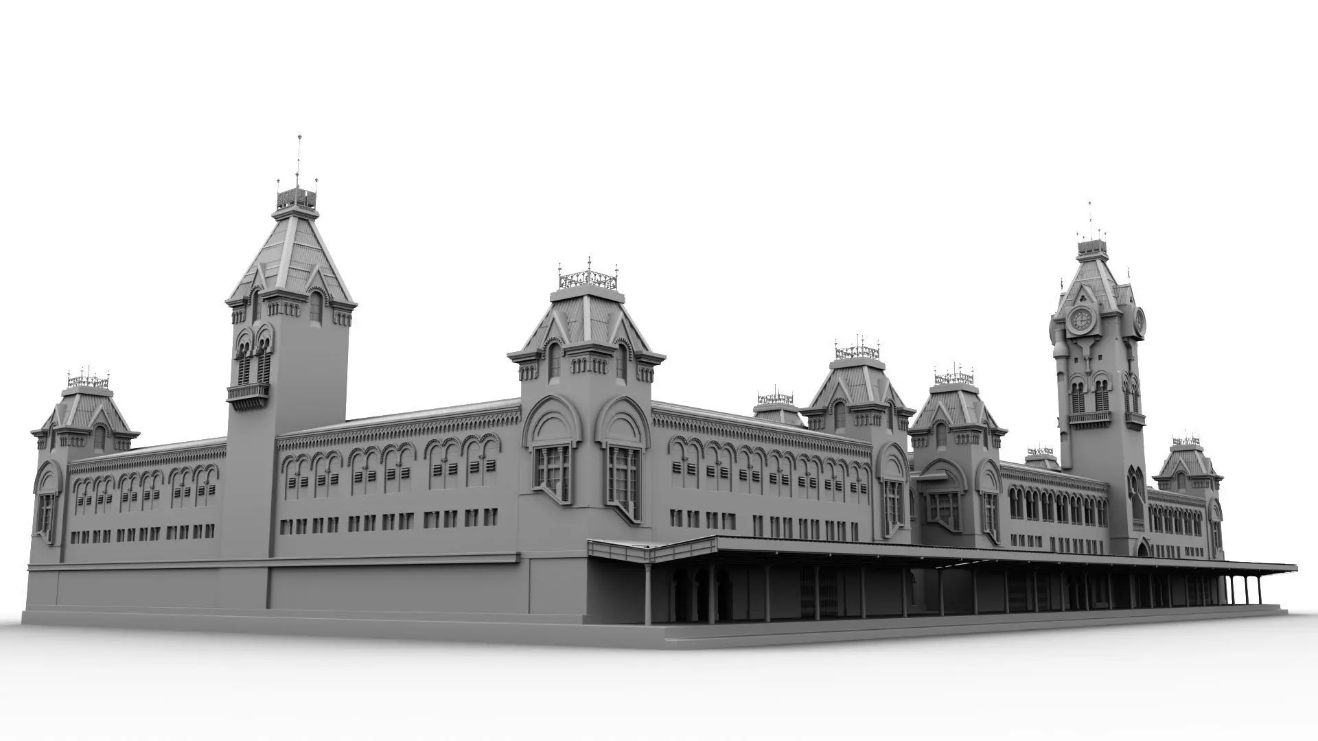 chennai central railway station 3D model_11