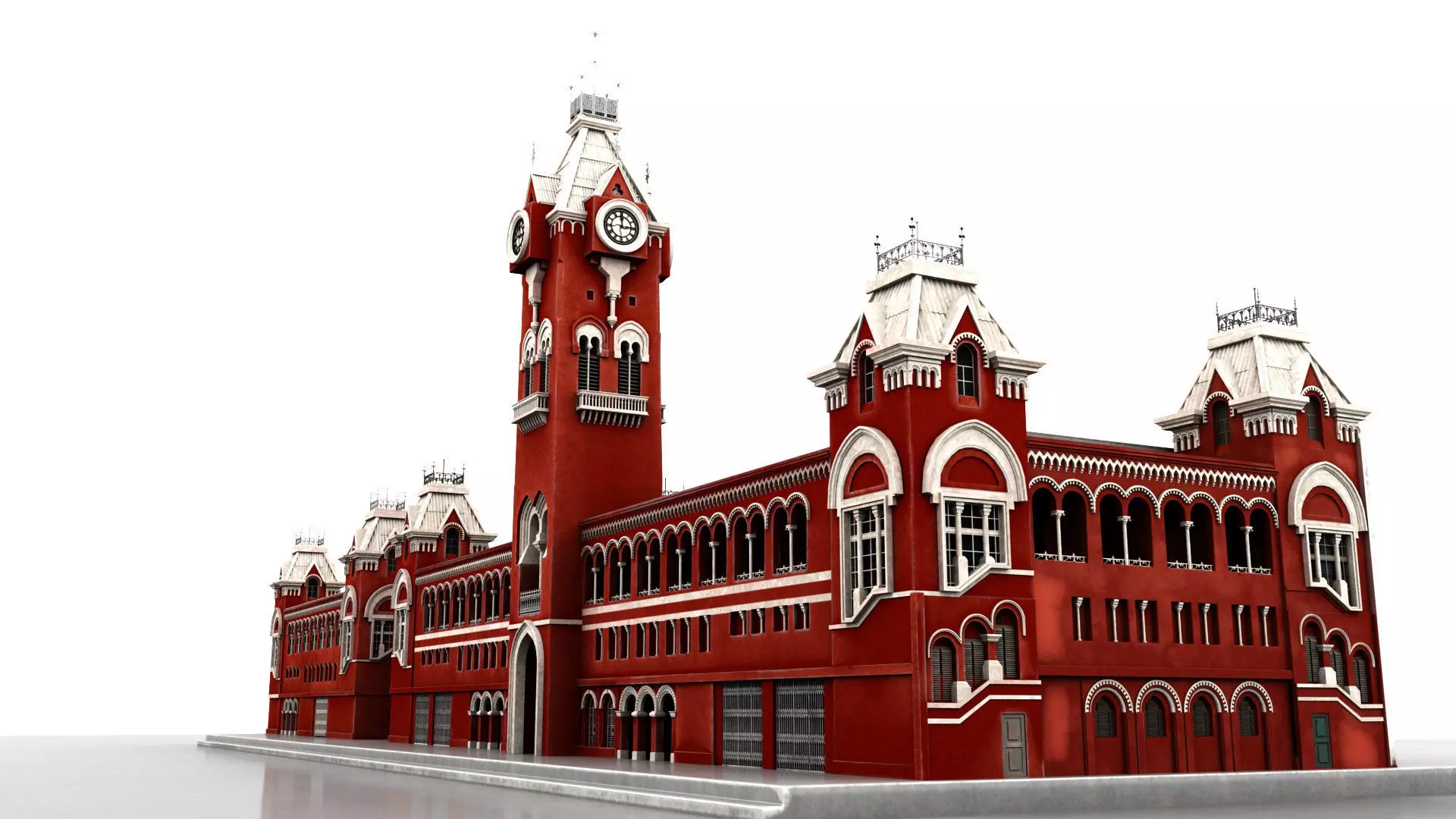 chennai central railway station 3D model_12