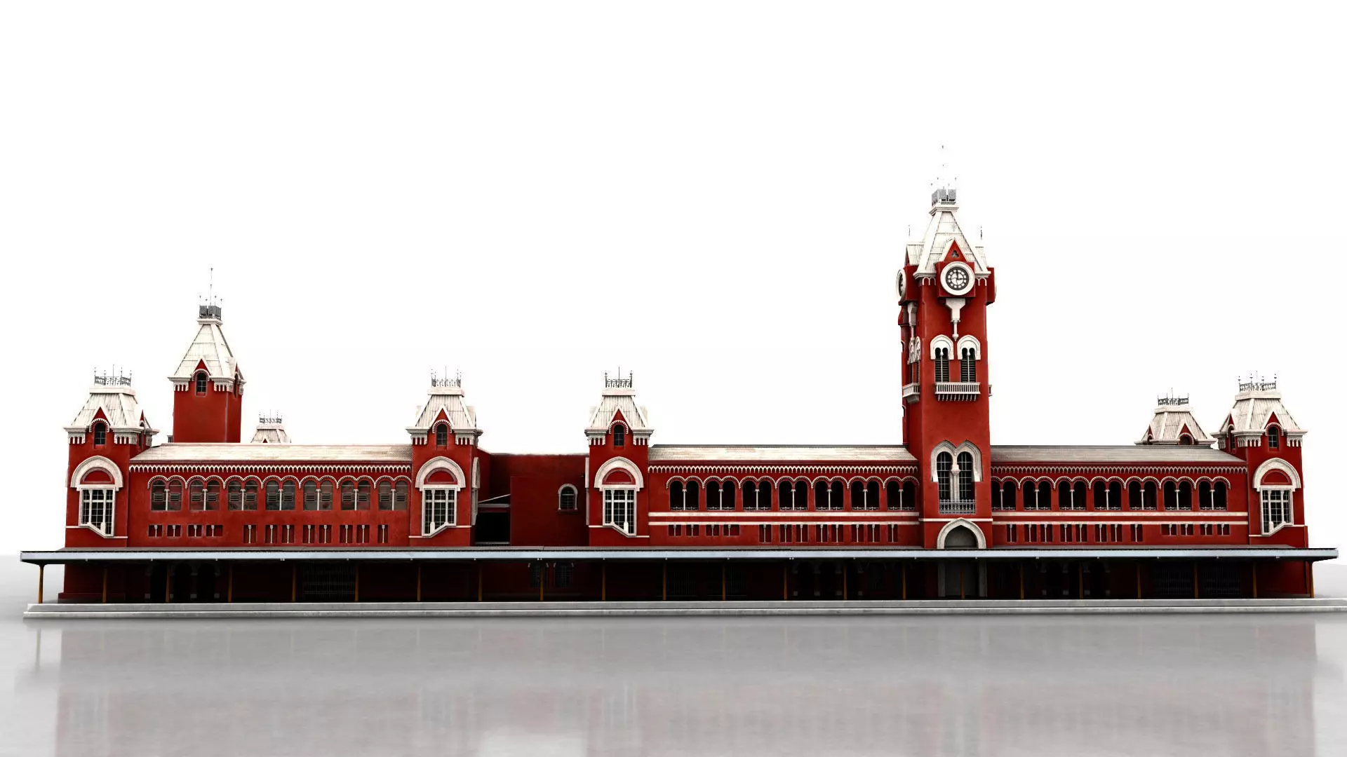 chennai central railway station 3D model_9