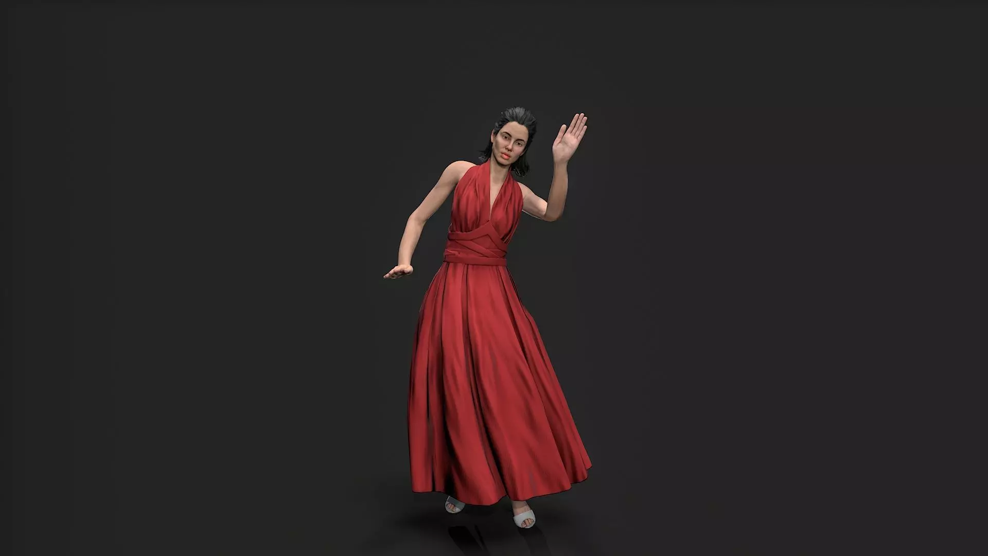 Dancing Girl Low-poly 3D model_4