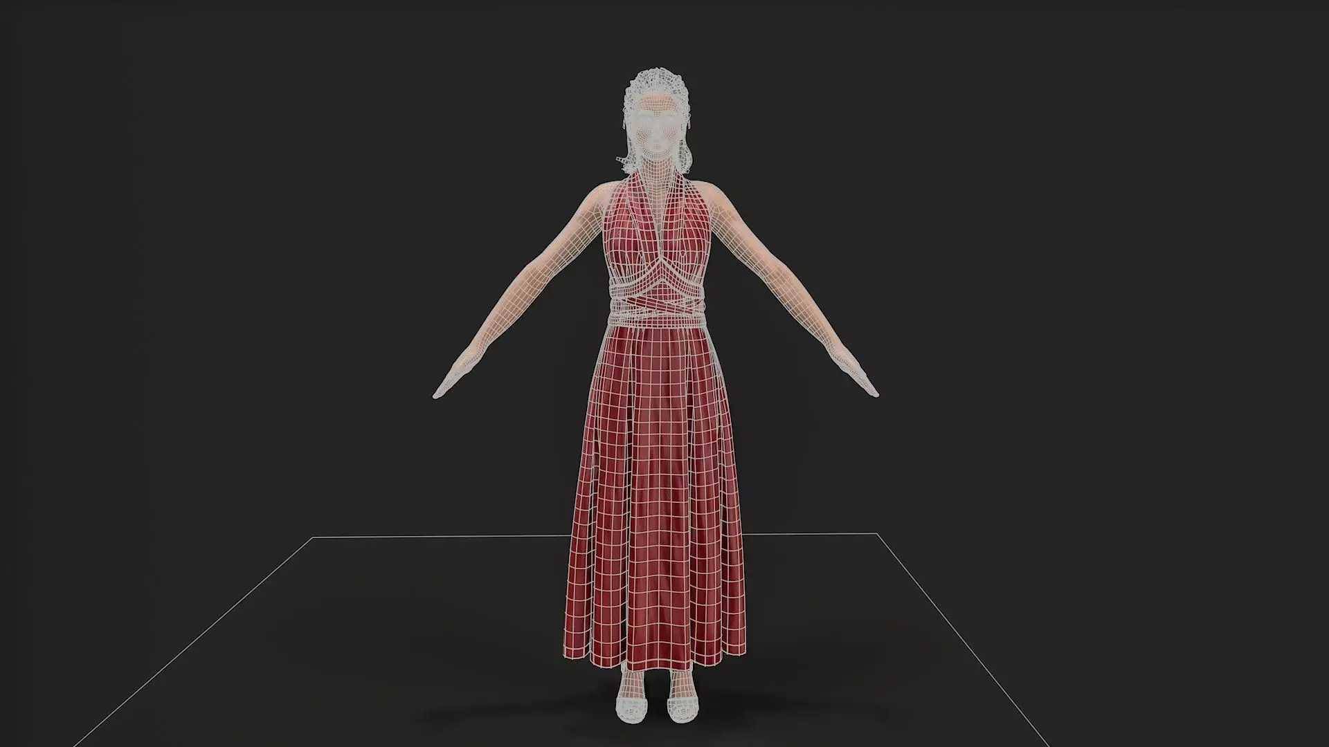 Dancing Girl Low-poly 3D model_16