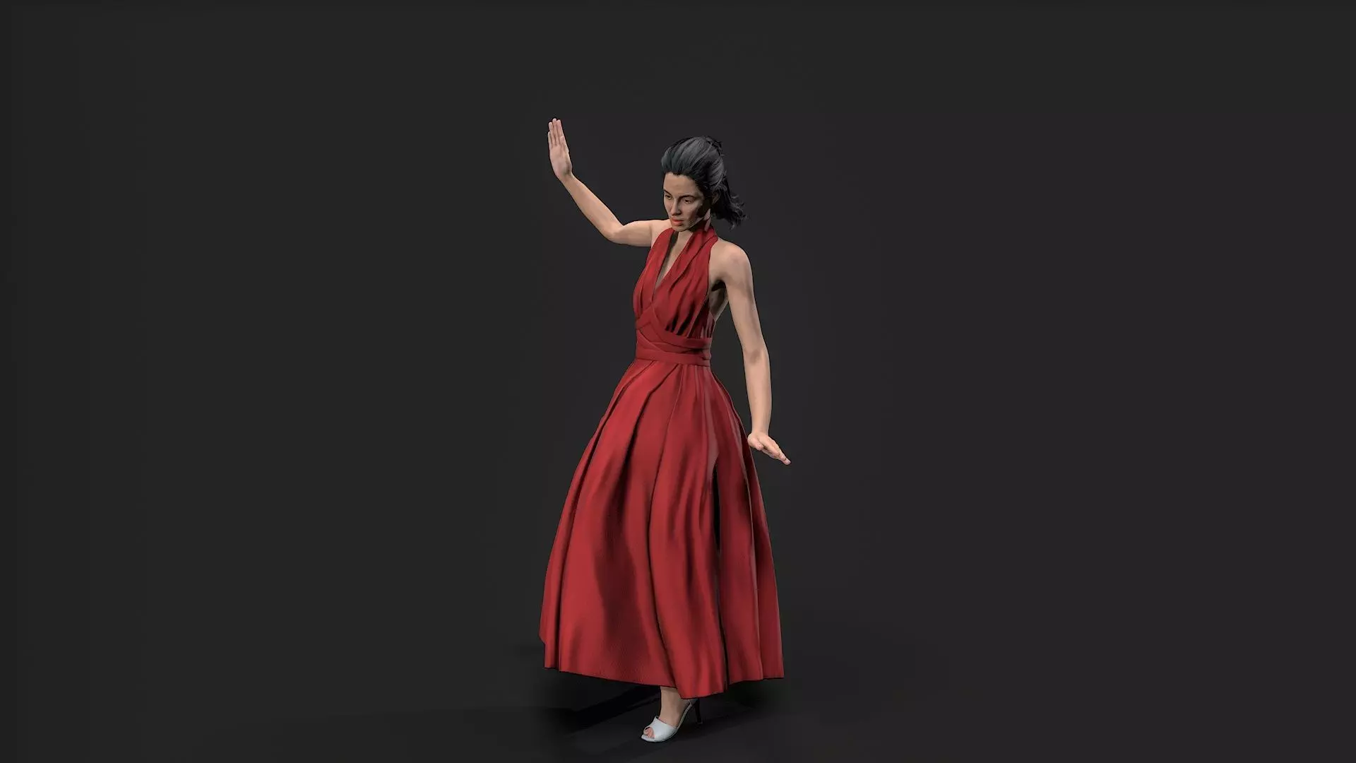 Dancing Girl Low-poly 3D model_1