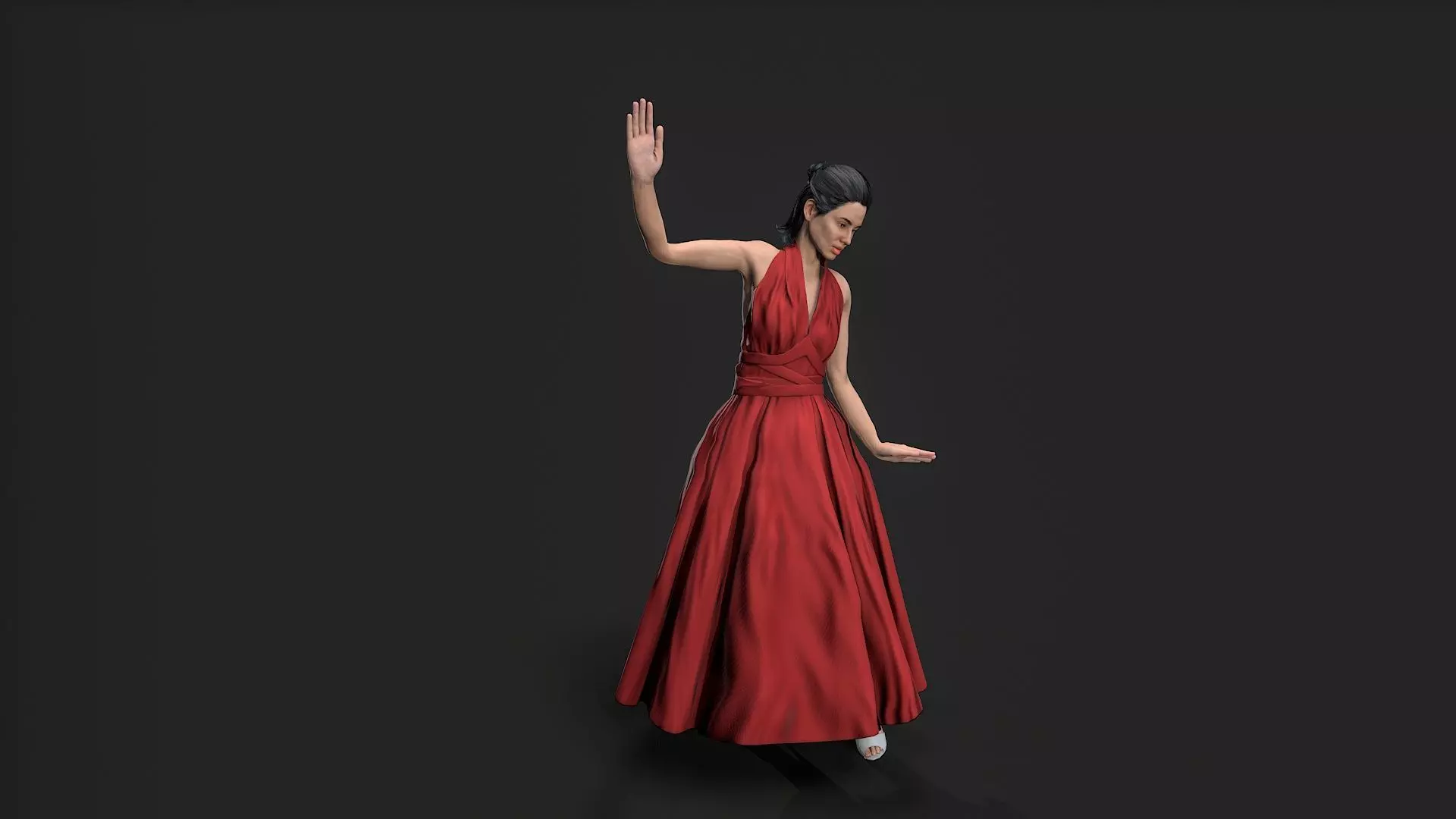 Dancing Girl Low-poly 3D model_0