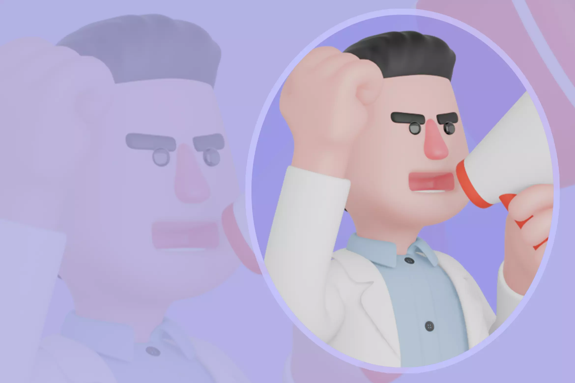 Stylized 3D Male Doctor Character with Megaphone 3D model_0