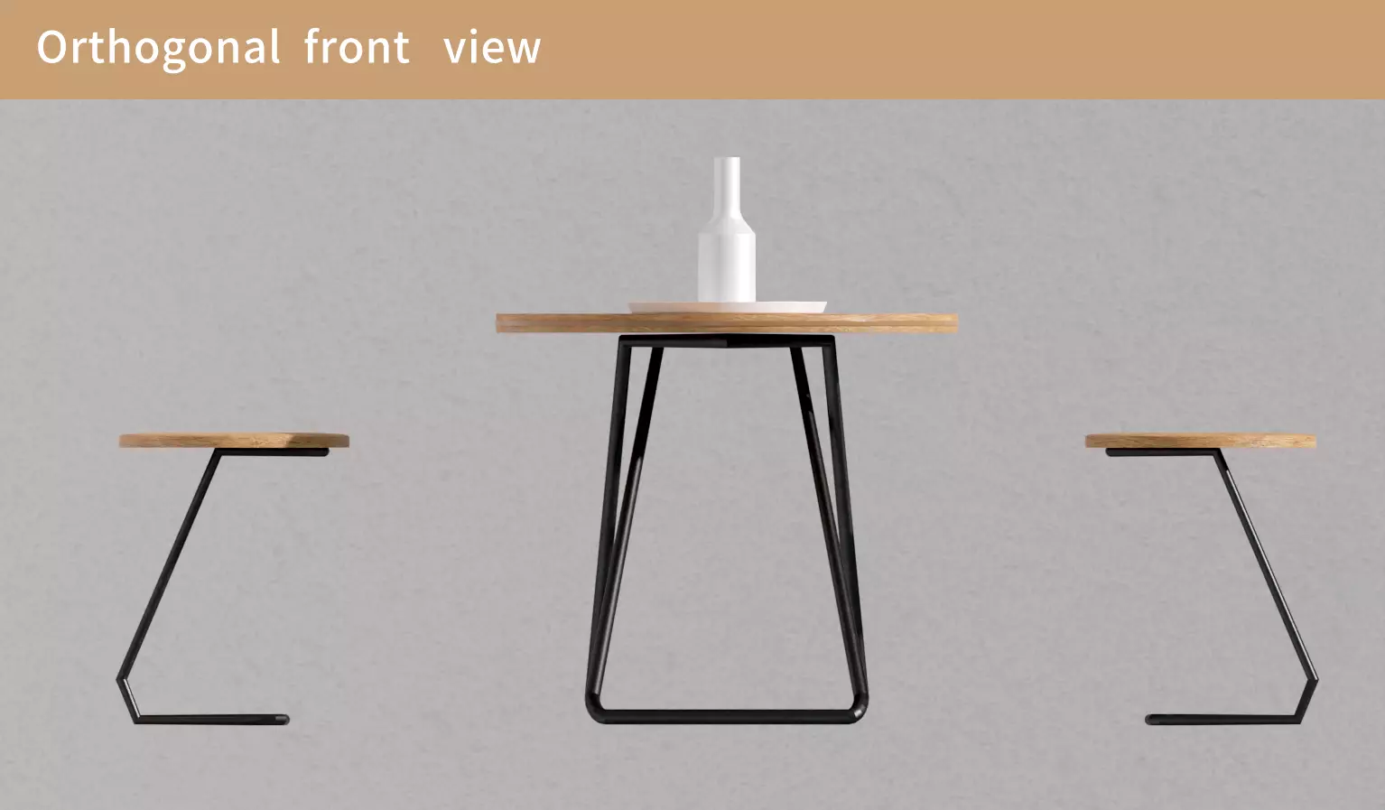 Round table and stool furniture set placed on wooden floor 3D model_3