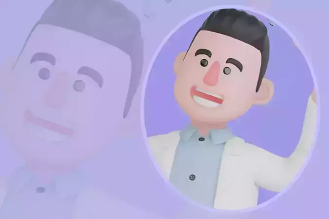 Stylized 3D Male Doctor Character with Idea Lightbulb