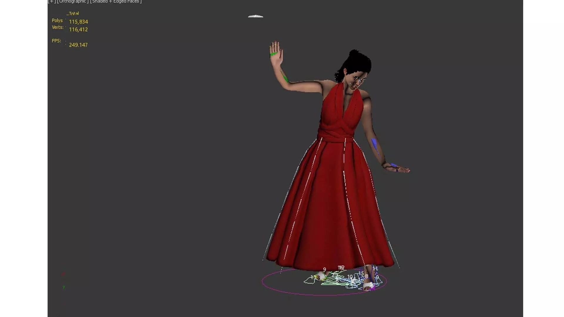 Dancing Girl Low-poly 3D model_13