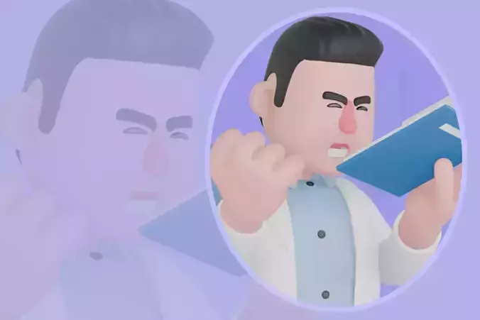 Stylized 3D Male Doctor Reading Book on Blue Chair