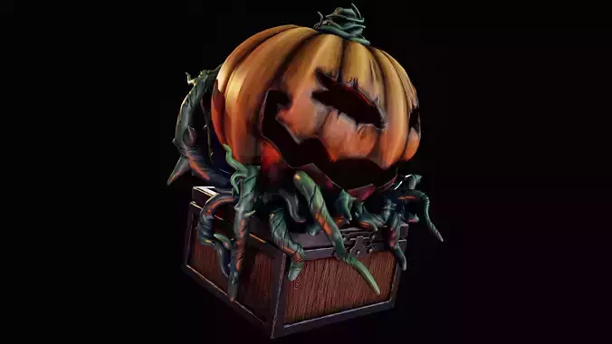 Stylized Horror Pumpkin Creature  Clay Horror prop