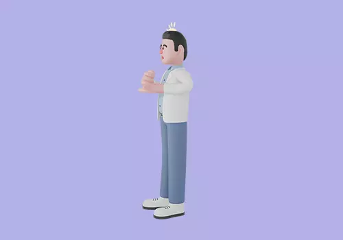 Stylized 3D Male Doctor with Lightbulb Idea Pose 3D model_3