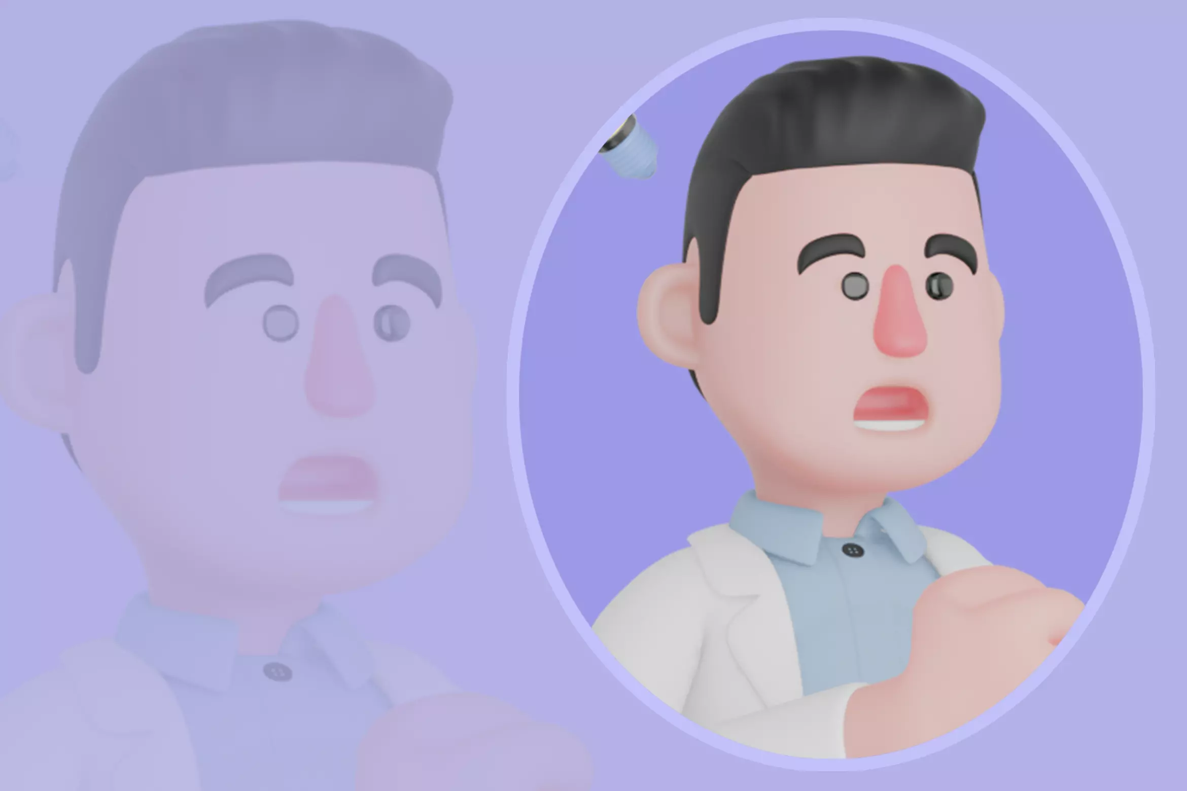 Stylized 3D Male Doctor with Lightbulb Idea Pose 3D model_0