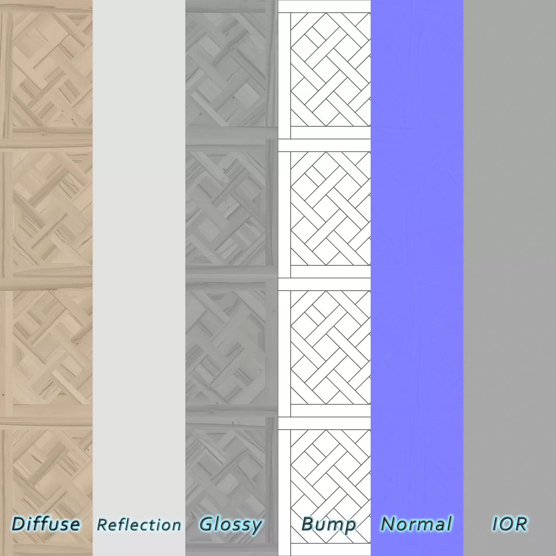 Parquet - Laminate - Wooden floor 4 in 1 3D model_6