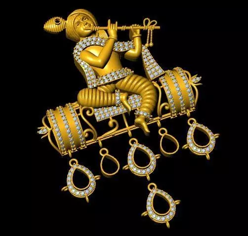 krishna pendent for seal  3D print model_2