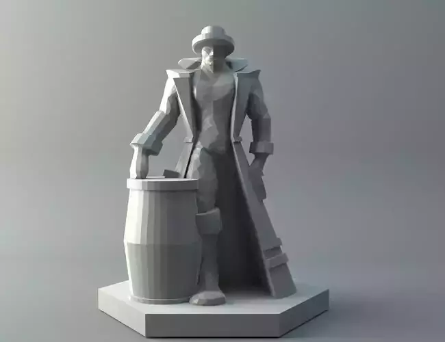 Gnome statue of man holding barrel Free 3D print model