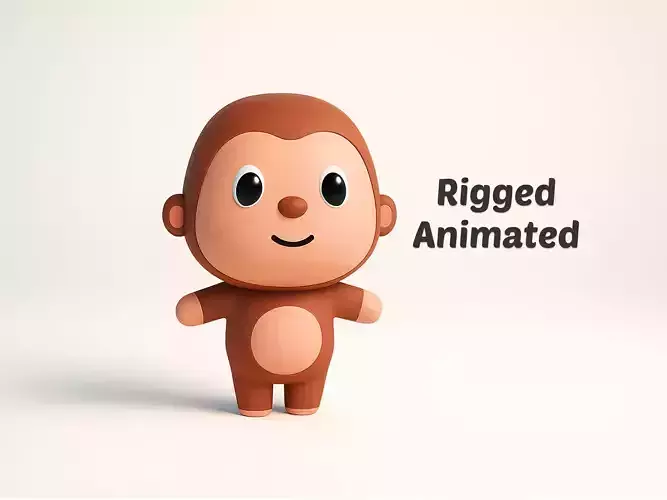 Cartoon Monkey - Chubby Animal Rigged