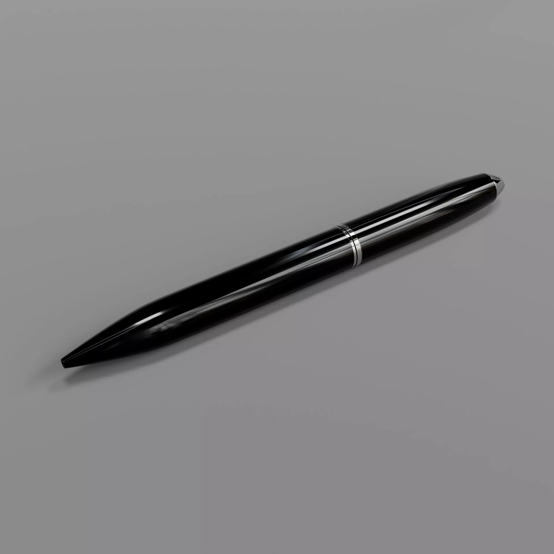 Black Metallic Pen 2 3D model_1