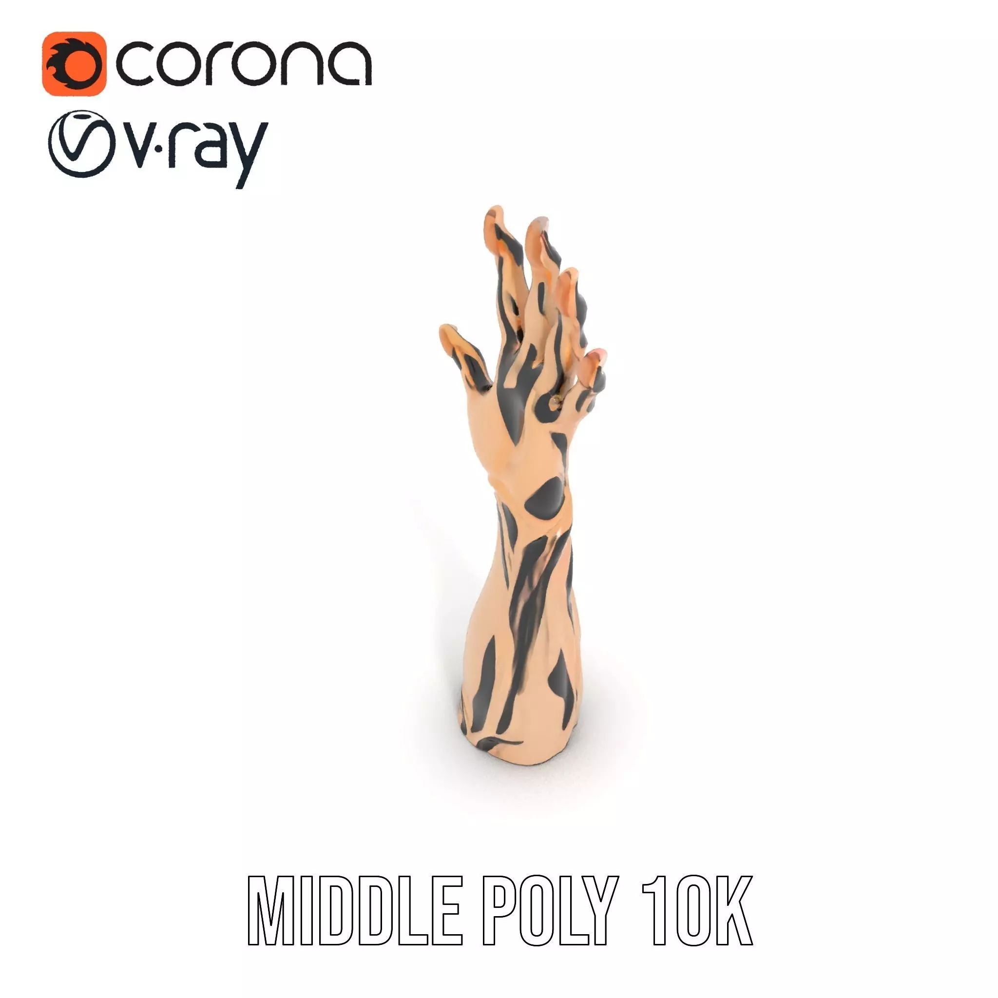 Zebra Striped Creature Hand model pack Low-poly 3D model_10