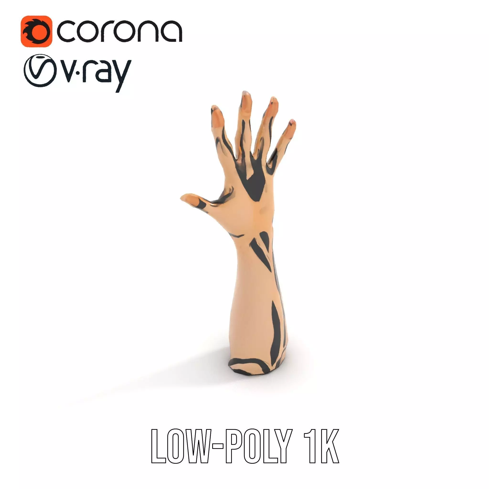 Zebra Striped Creature Hand model pack Low-poly 3D model_8