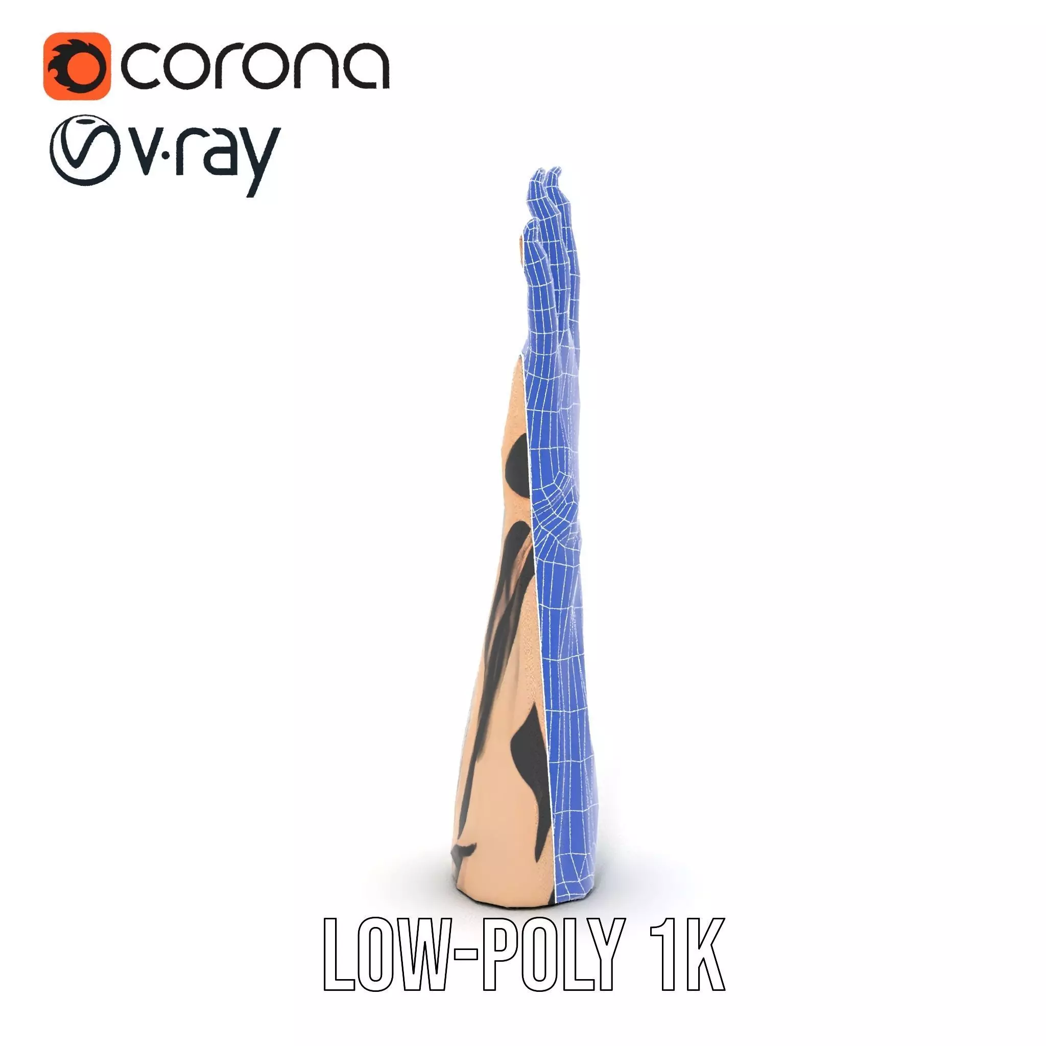 Zebra Striped Creature Hand model pack Low-poly 3D model_14