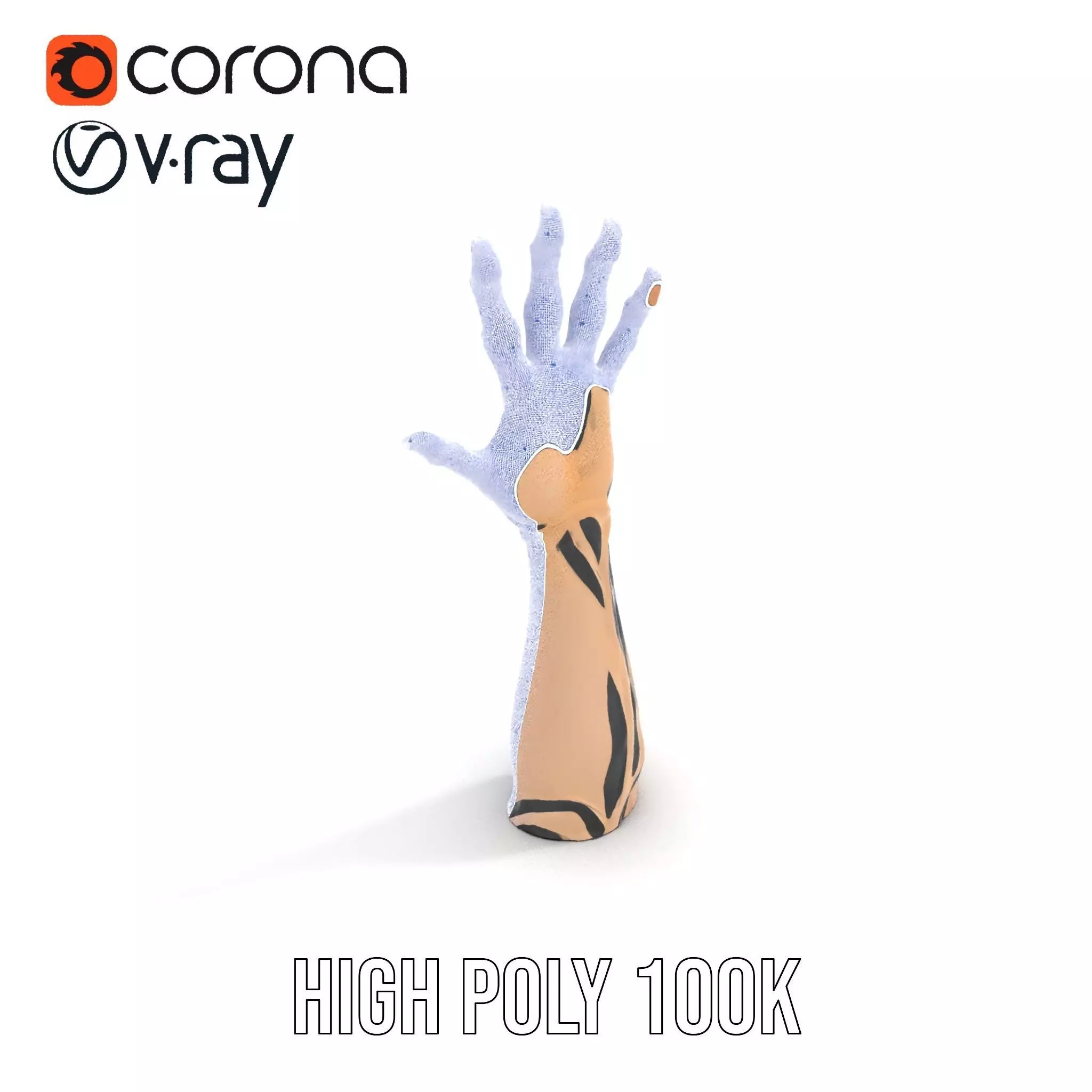 Zebra Striped Creature Hand model pack Low-poly 3D model_12