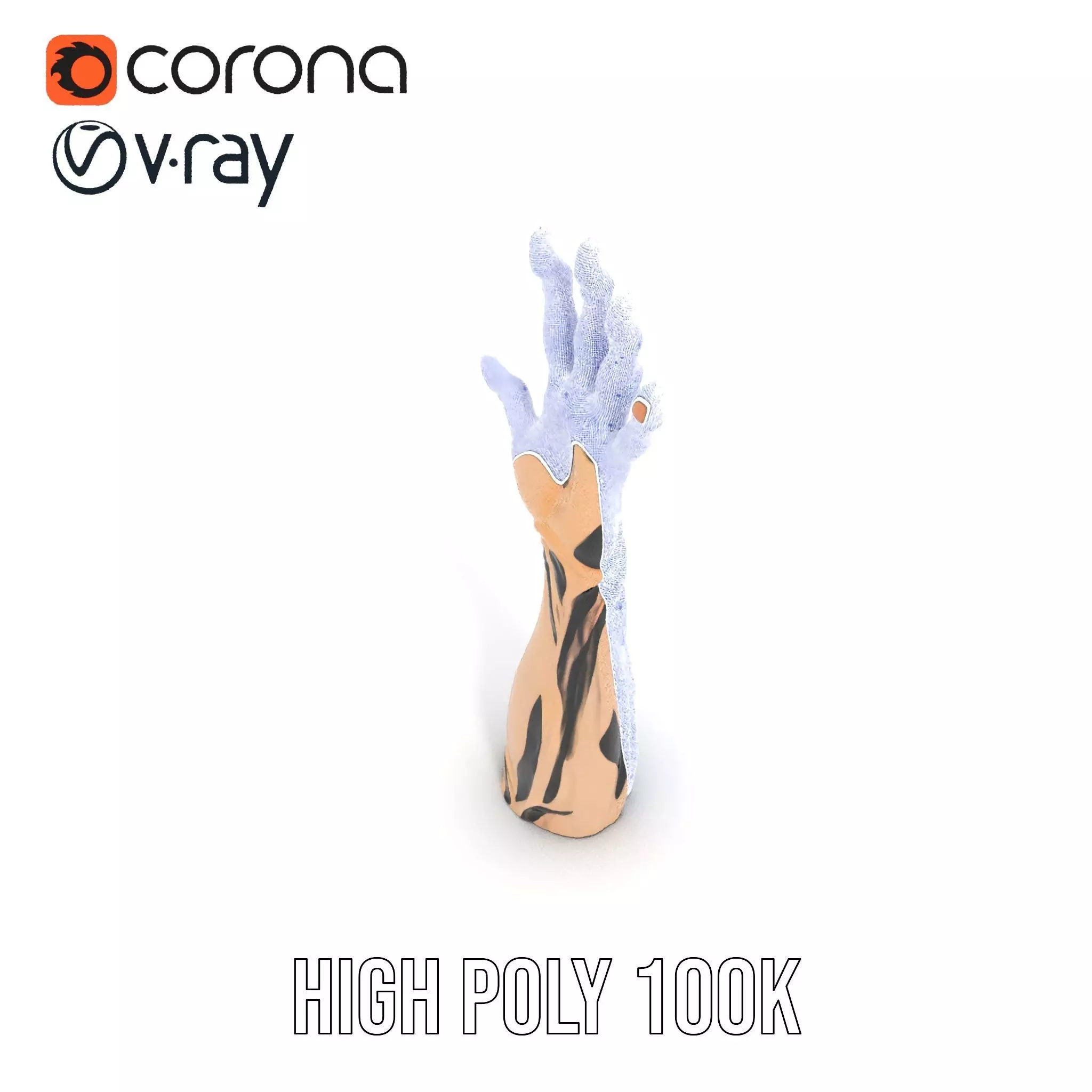 Zebra Striped Creature Hand model pack Low-poly 3D model_26