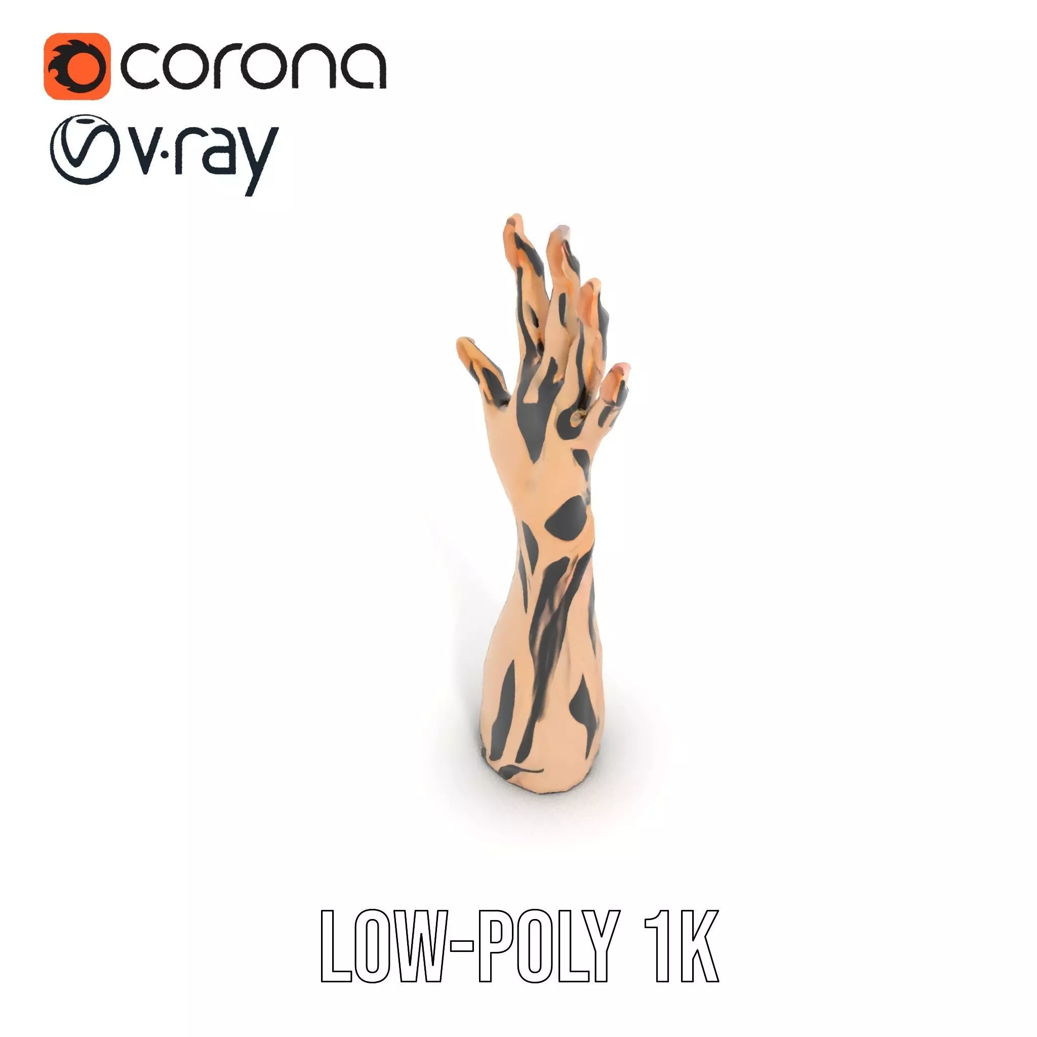 Zebra Striped Creature Hand model pack Low-poly 3D model_25