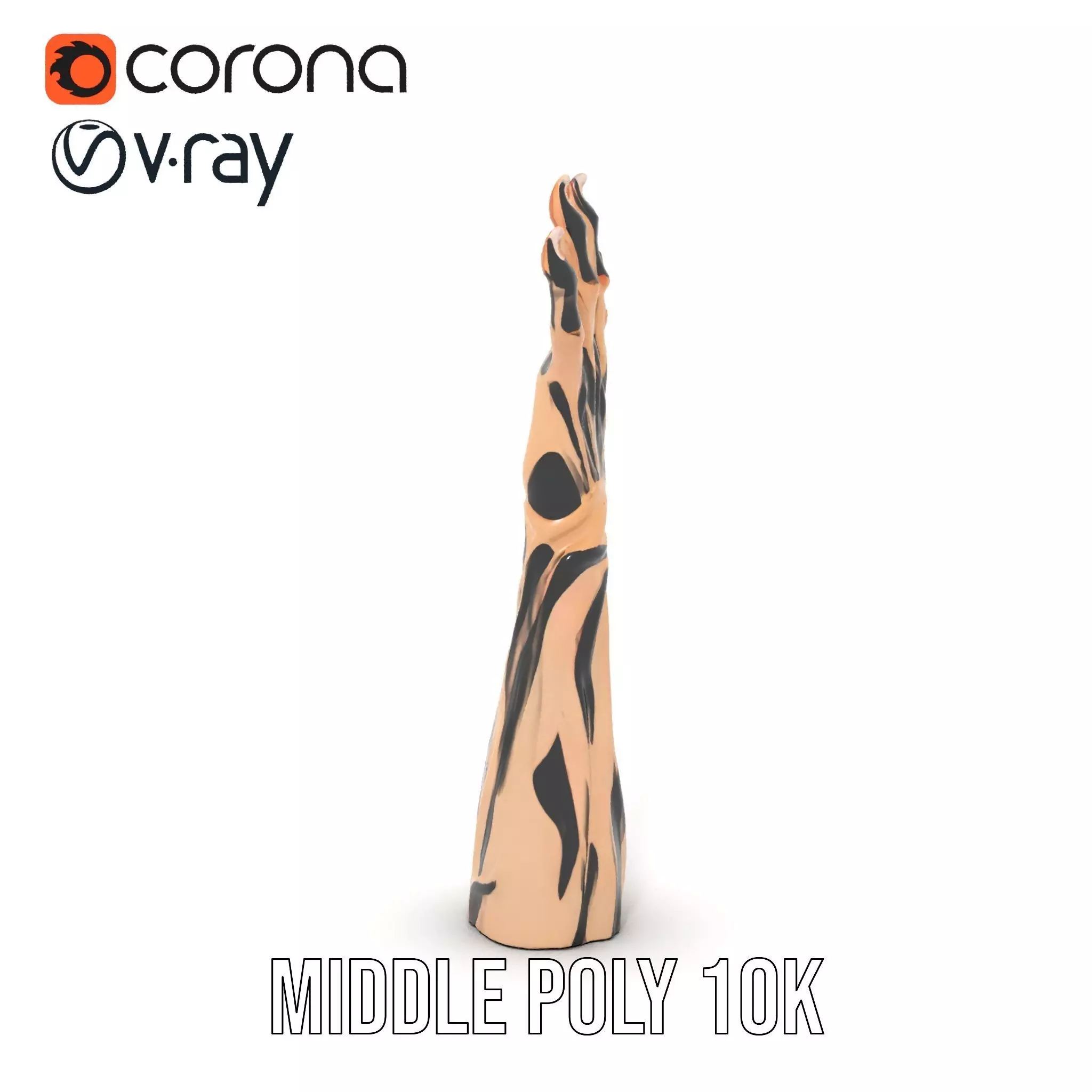 Zebra Striped Creature Hand model pack Low-poly 3D model_24