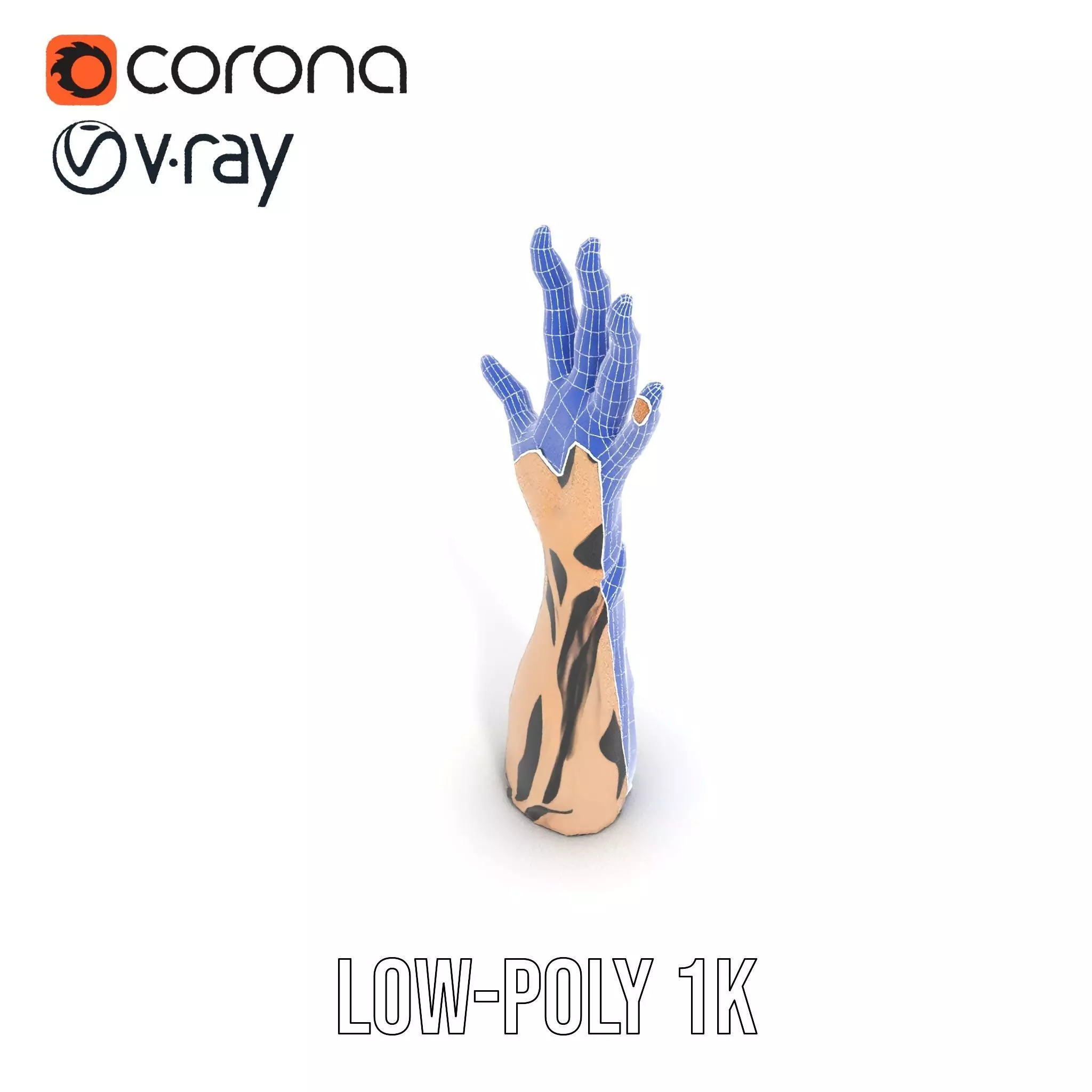 Zebra Striped Creature Hand model pack Low-poly 3D model_9