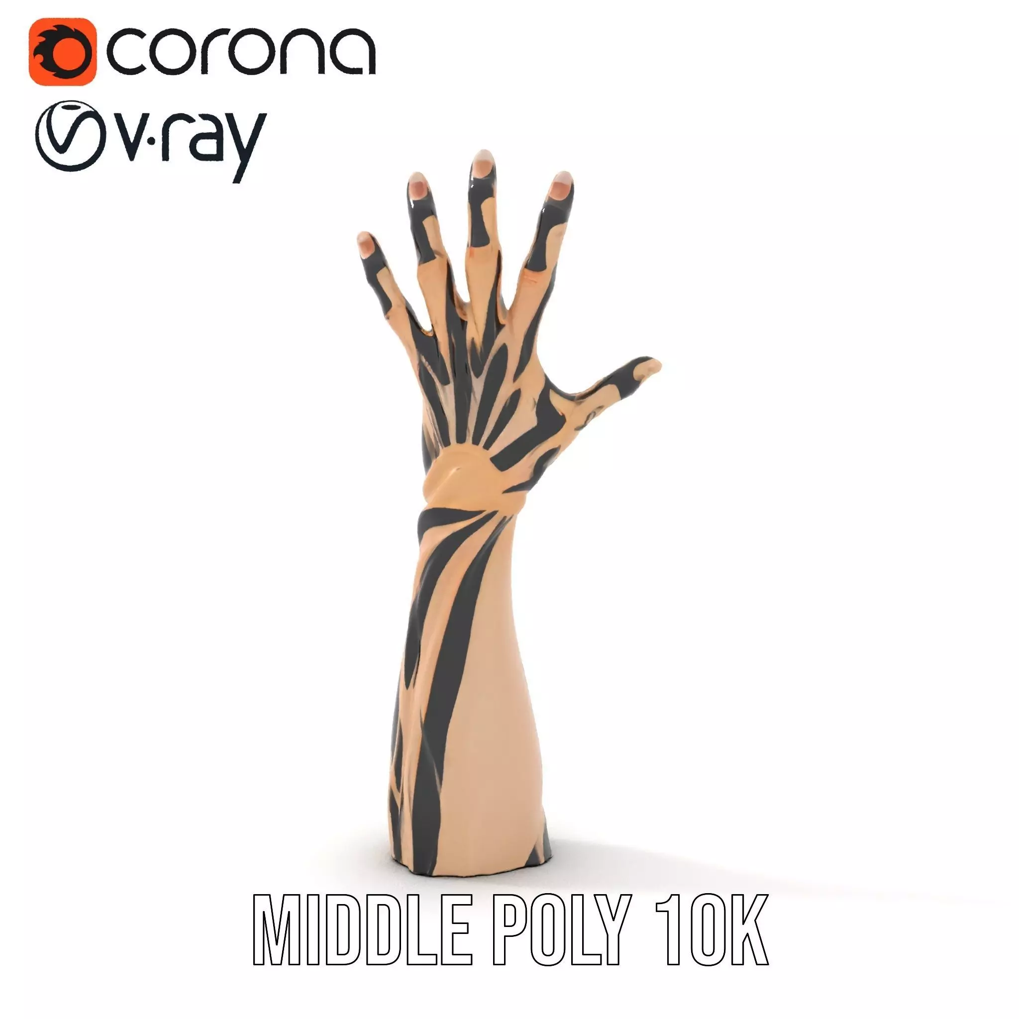Zebra Striped Creature Hand model pack Low-poly 3D model_13