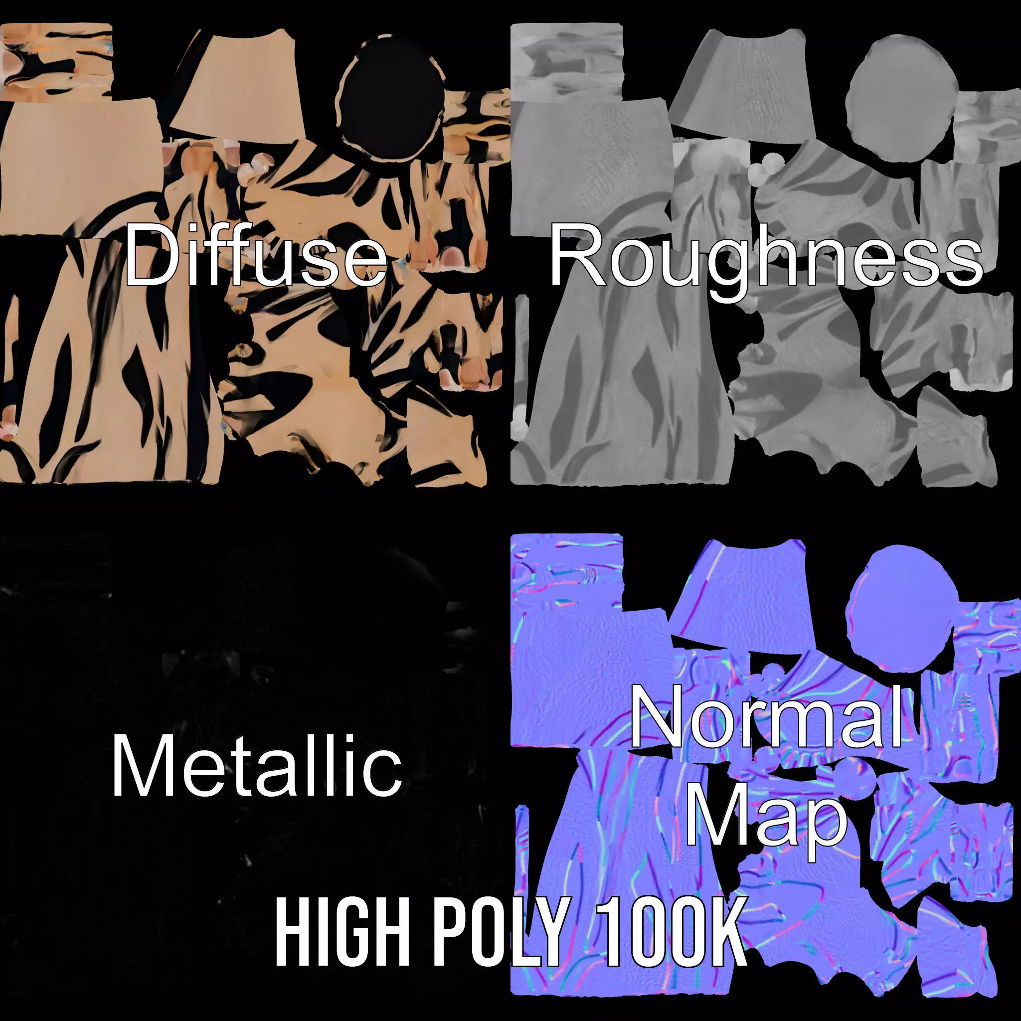 Zebra Striped Creature Hand model pack Low-poly 3D model_4