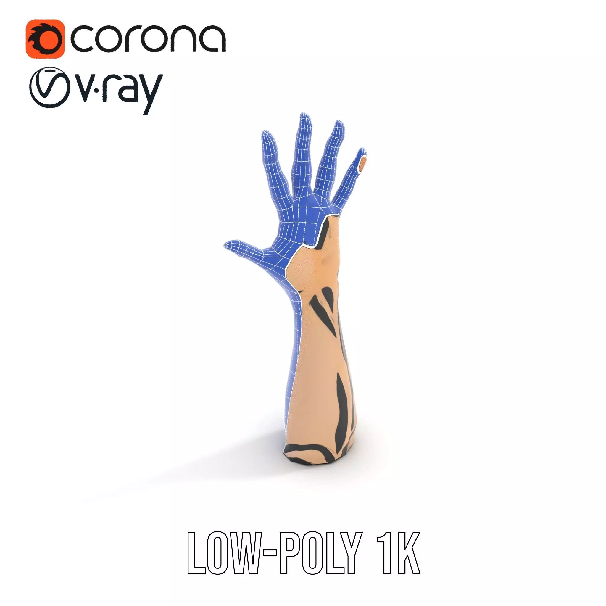 Zebra Striped Creature Hand model pack Low-poly 3D model_22