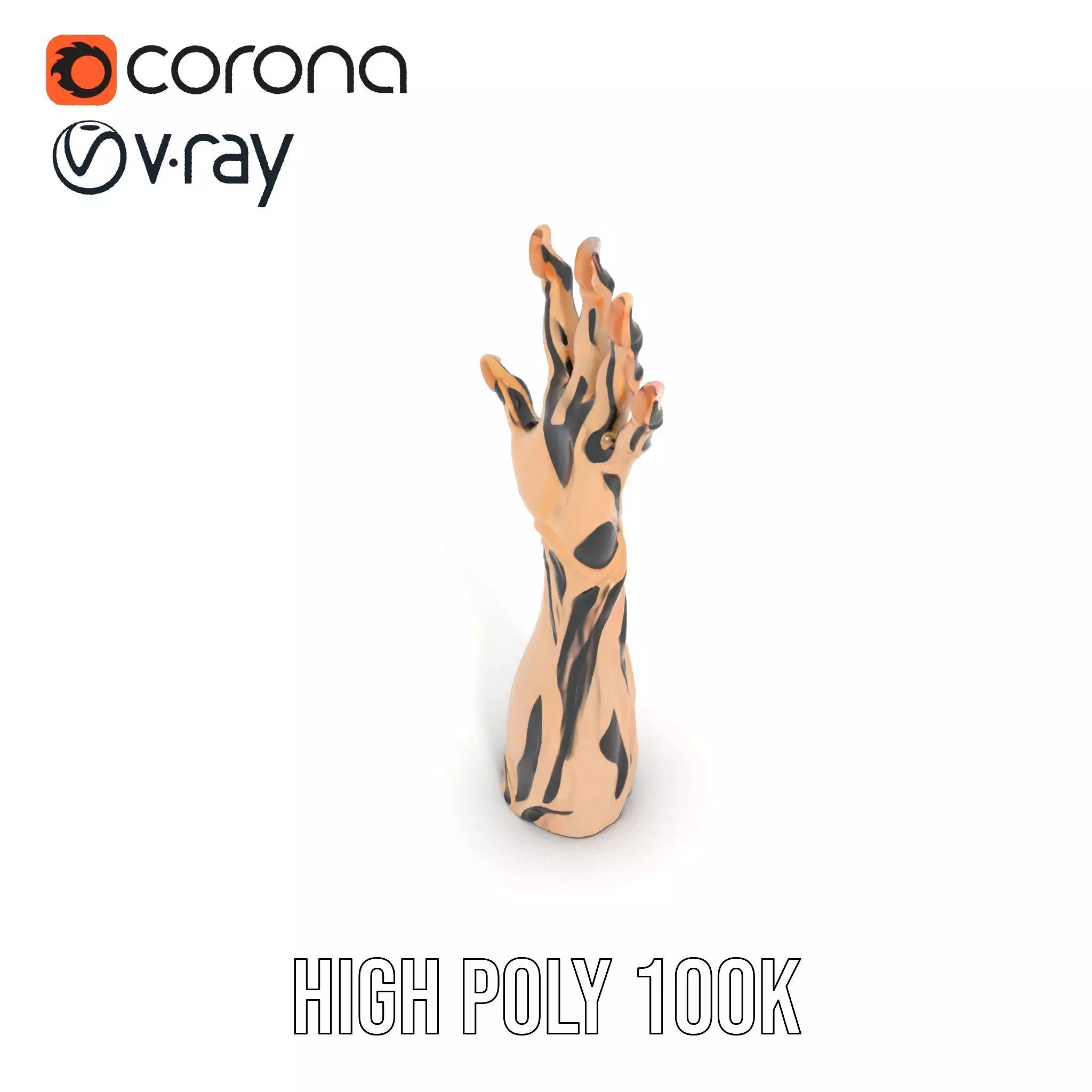 Zebra Striped Creature Hand model pack Low-poly 3D model_29