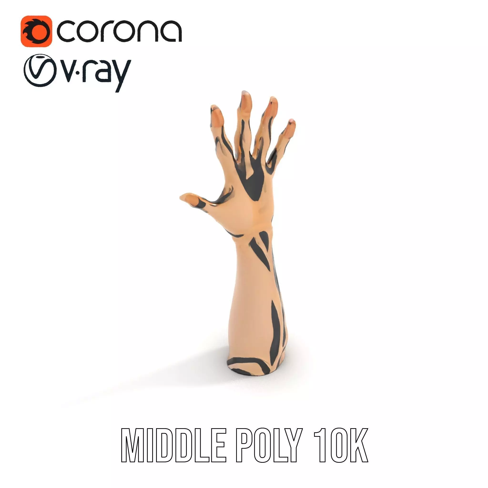 Zebra Striped Creature Hand model pack Low-poly 3D model_6