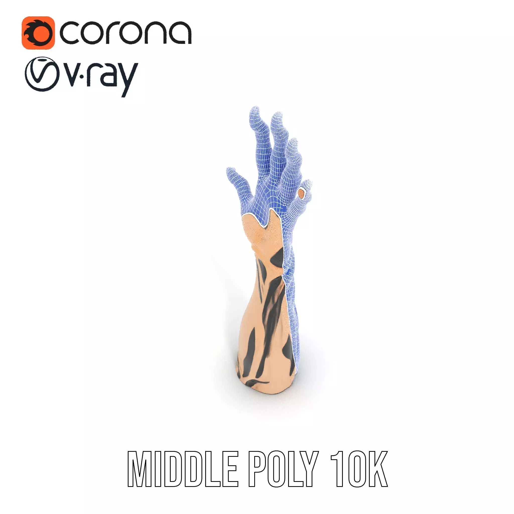 Zebra Striped Creature Hand model pack Low-poly 3D model_27