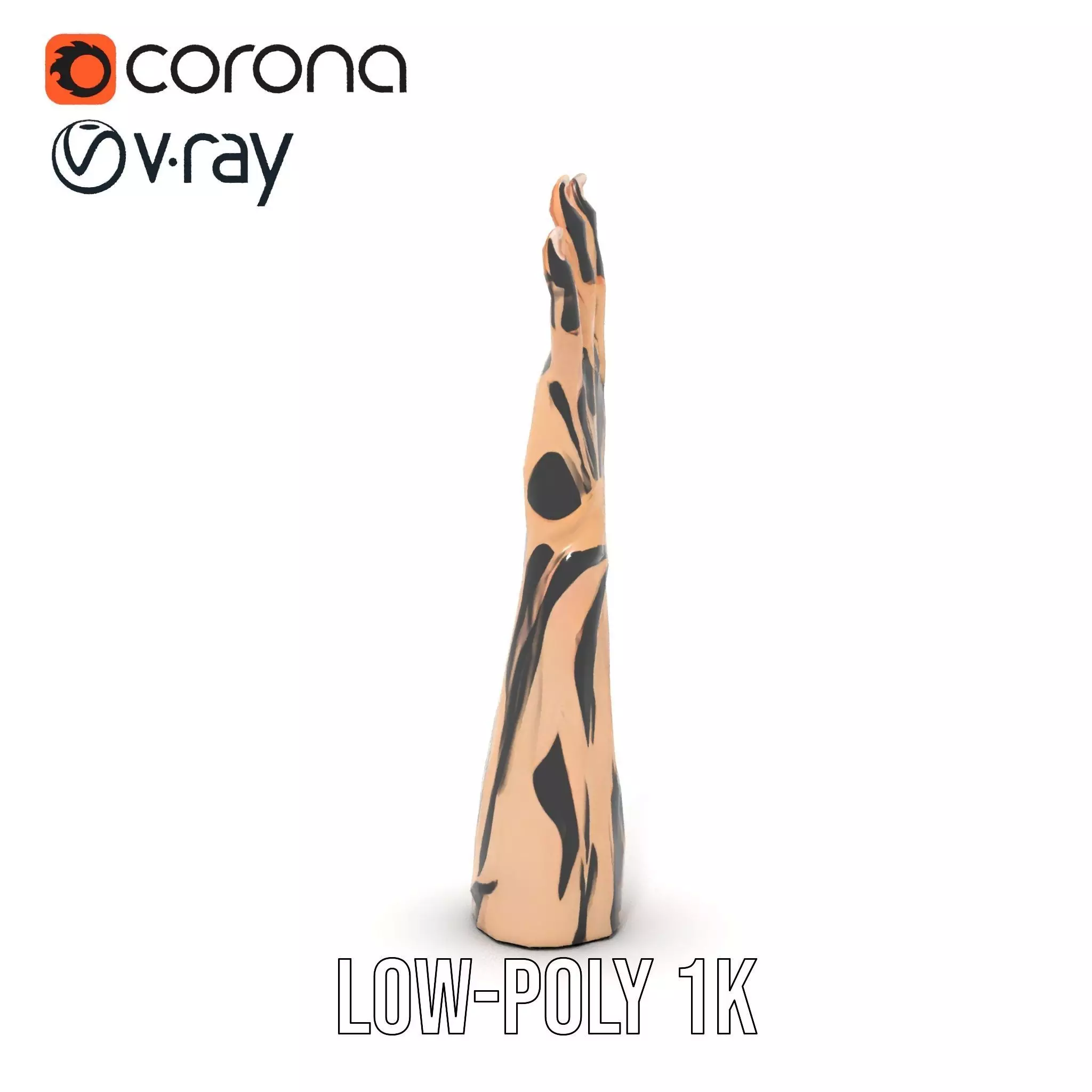 Zebra Striped Creature Hand model pack Low-poly 3D model_11