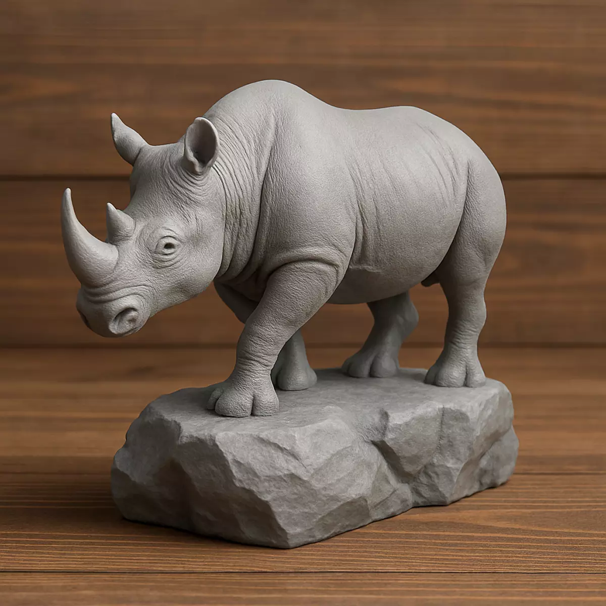 Rhino On Rock 3D print model_0