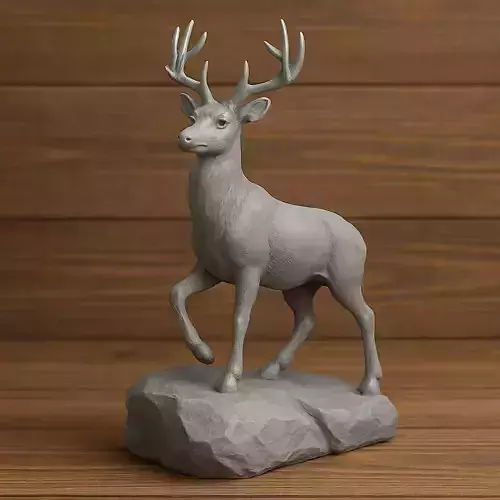Reindeer On Rocks 3D print model