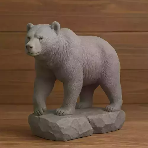 Bear On Rock 3D print model