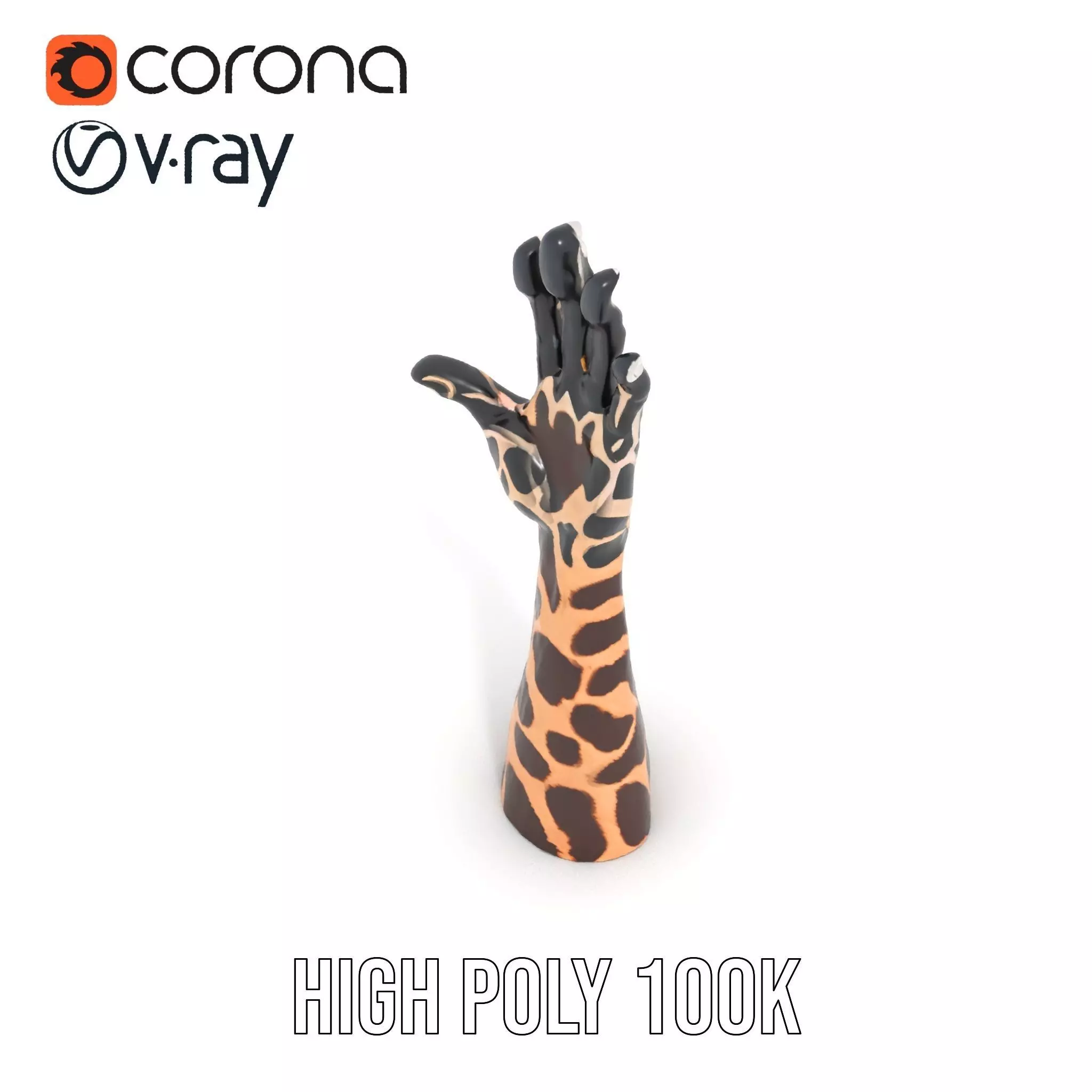 Giraffe Patterned Hand Model Pack Low-poly 3D model_28