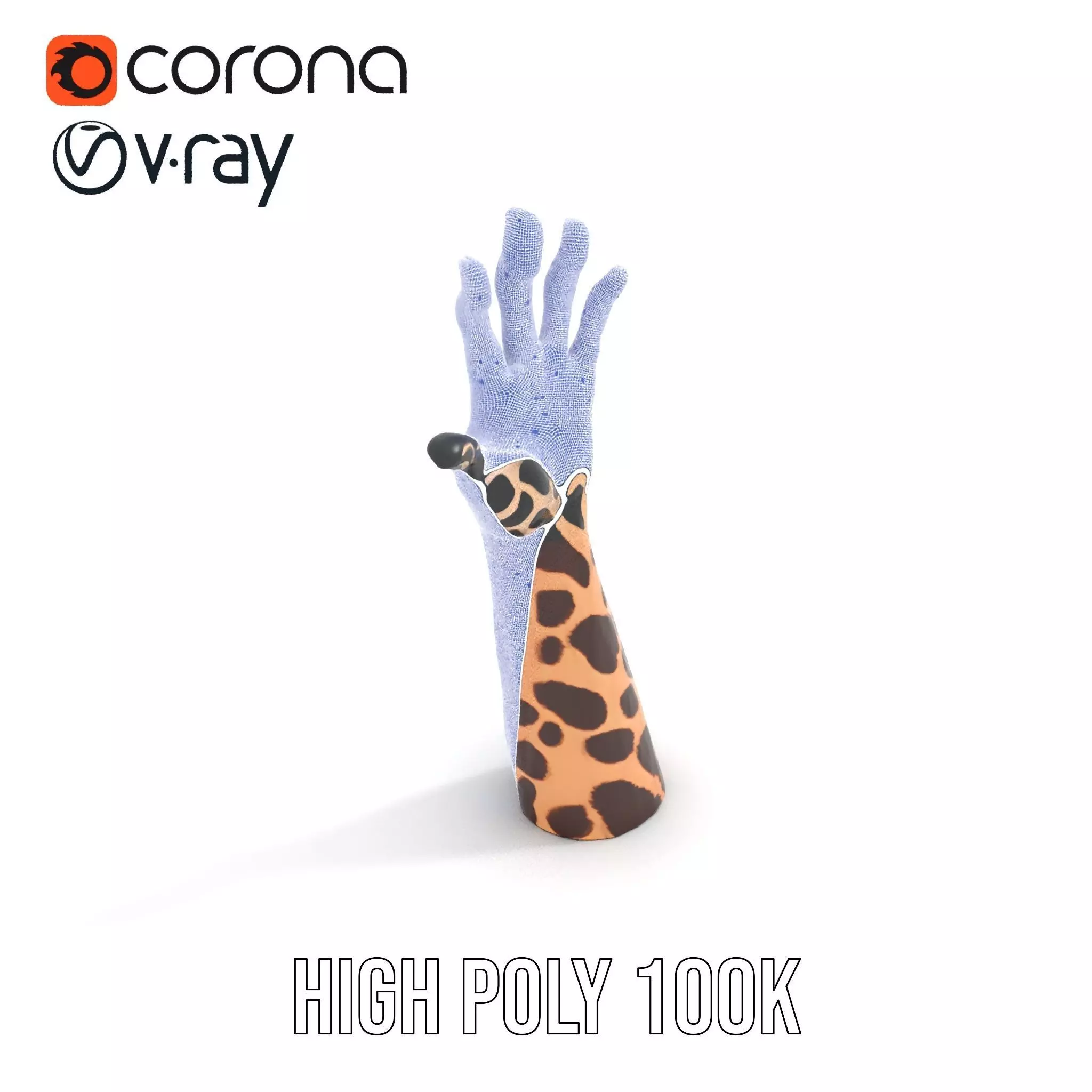 Giraffe Patterned Hand Model Pack Low-poly 3D model_19
