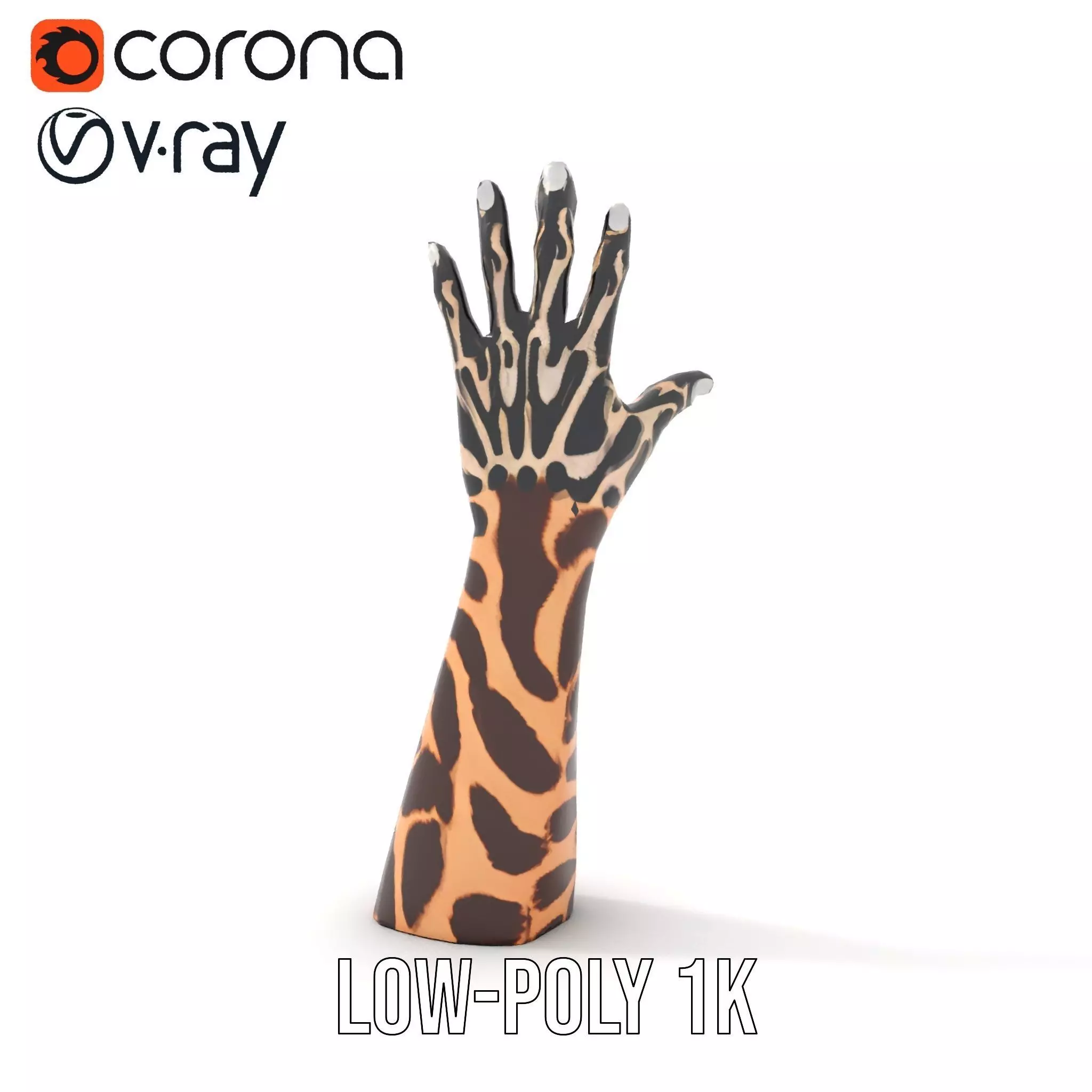 Giraffe Patterned Hand Model Pack Low-poly 3D model_21
