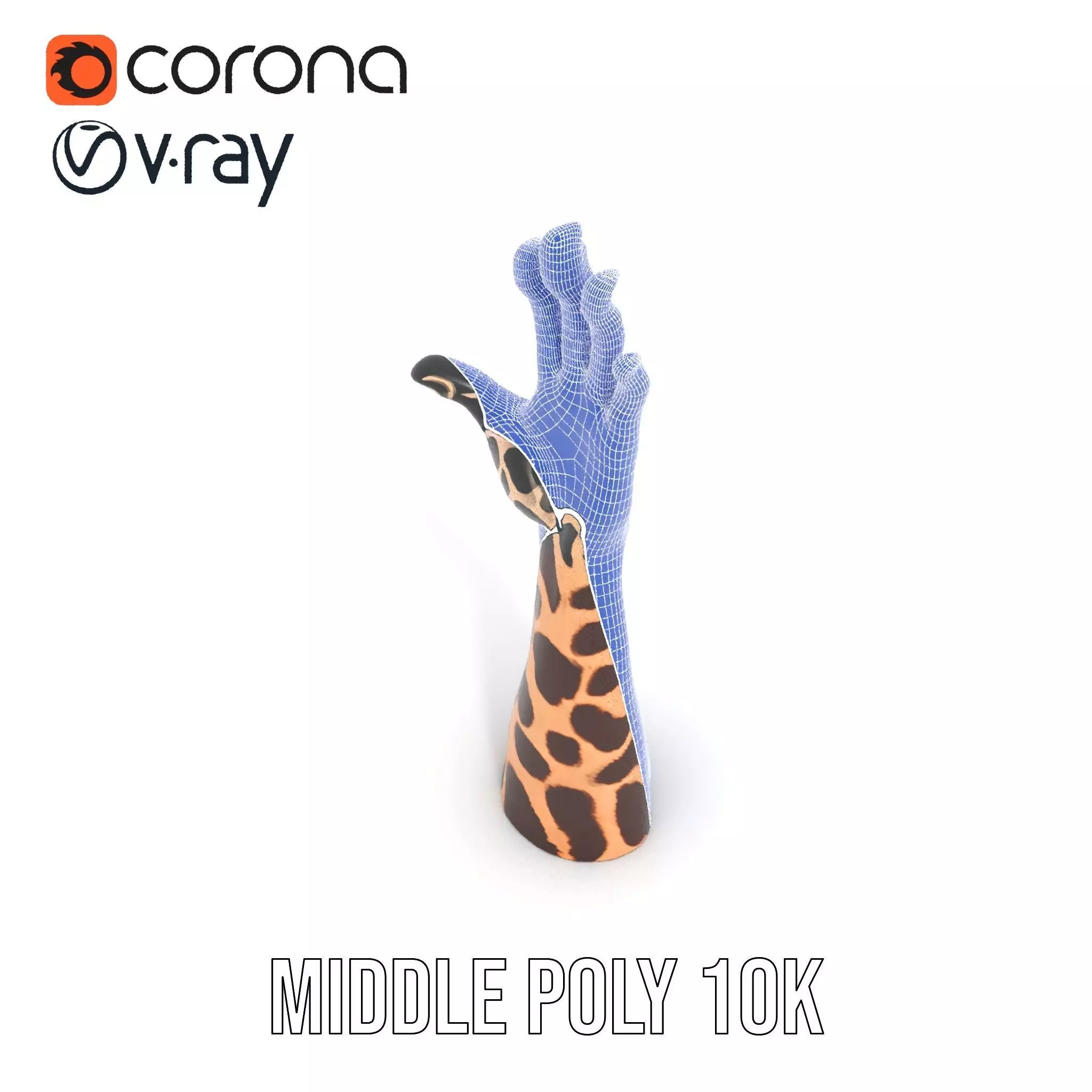 Giraffe Patterned Hand Model Pack Low-poly 3D model_13