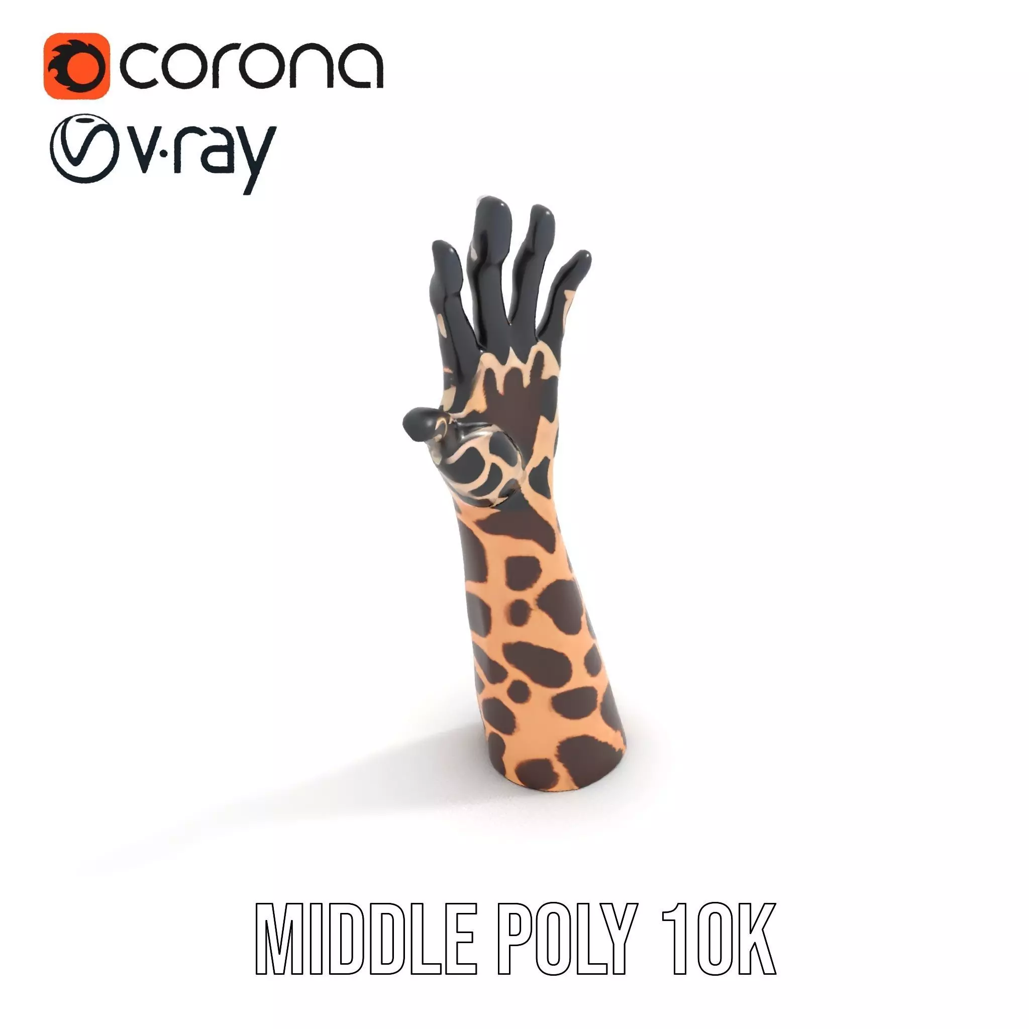 Giraffe Patterned Hand Model Pack Low-poly 3D model_6