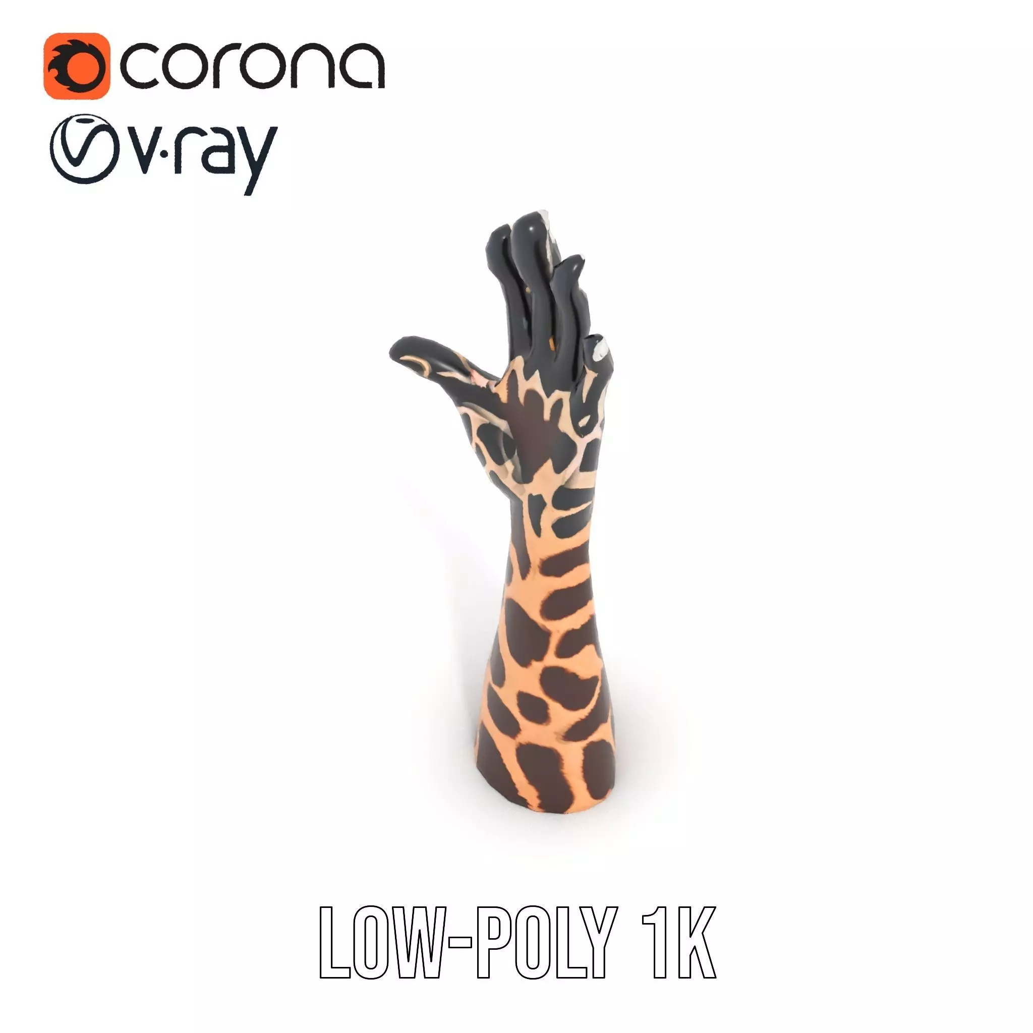 Giraffe Patterned Hand Model Pack Low-poly 3D model_16