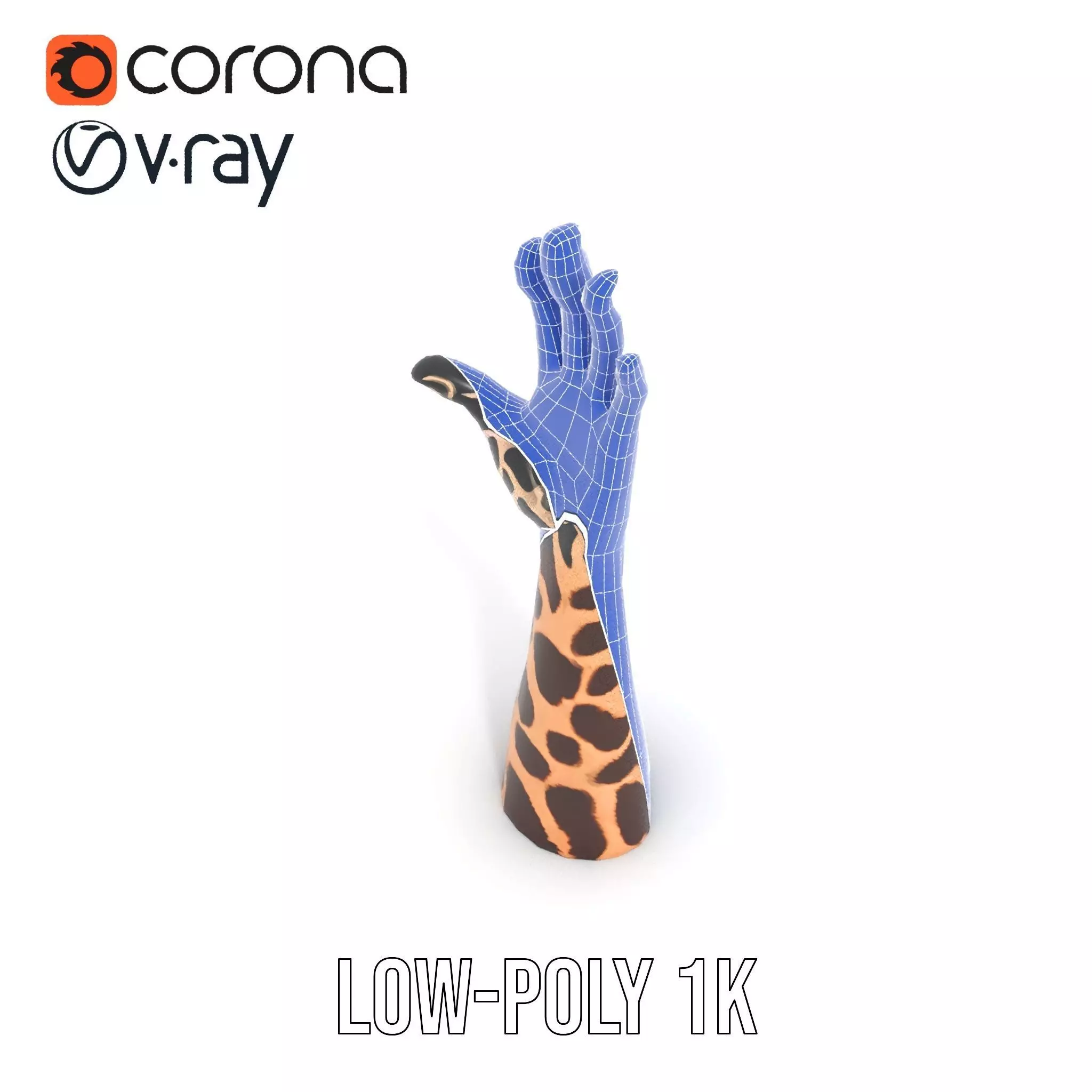 Giraffe Patterned Hand Model Pack Low-poly 3D model_27